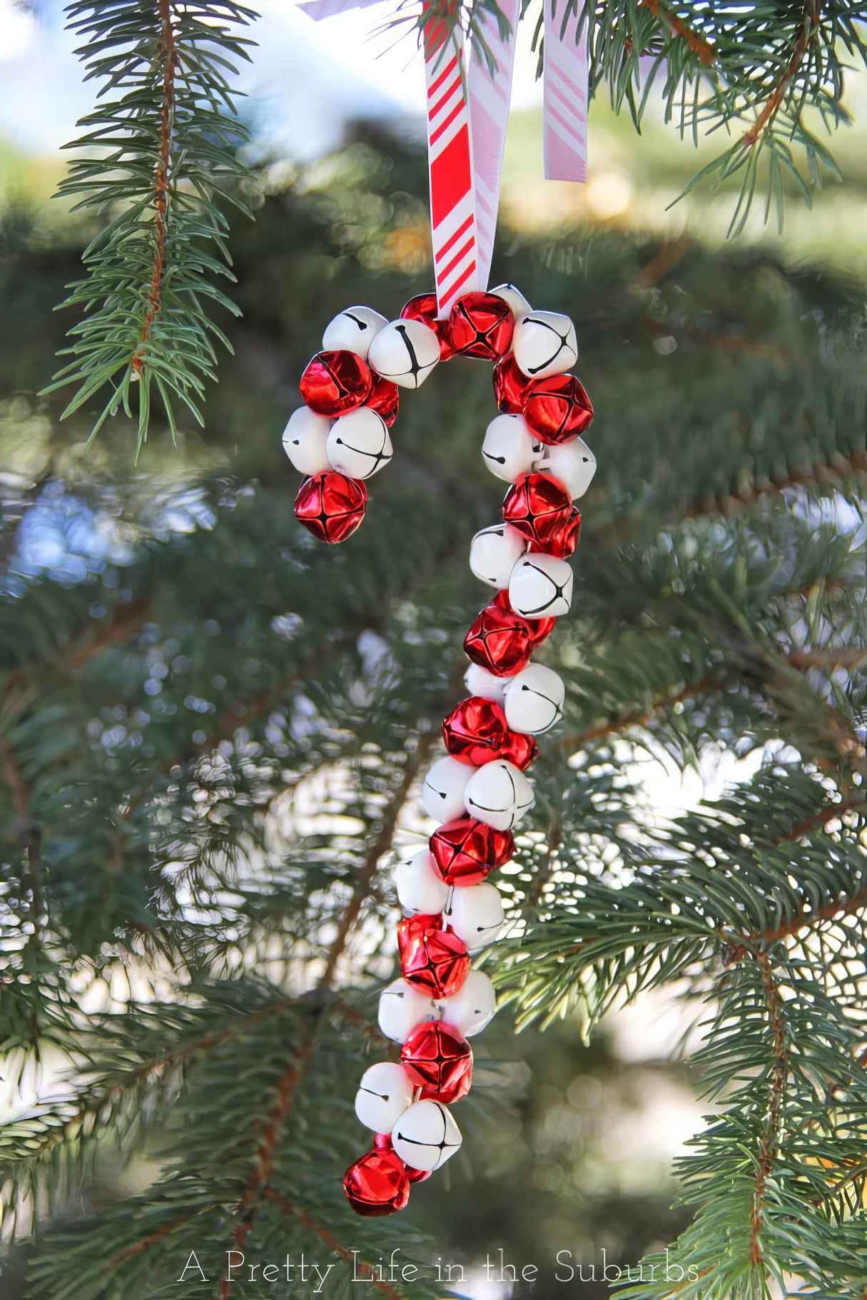 DIY Candy Cane Jingle Bell Christmas Ornament