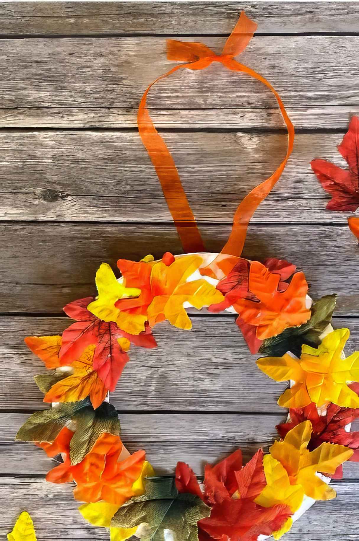 DIY Fall Leaves Wreath Craft for Kids