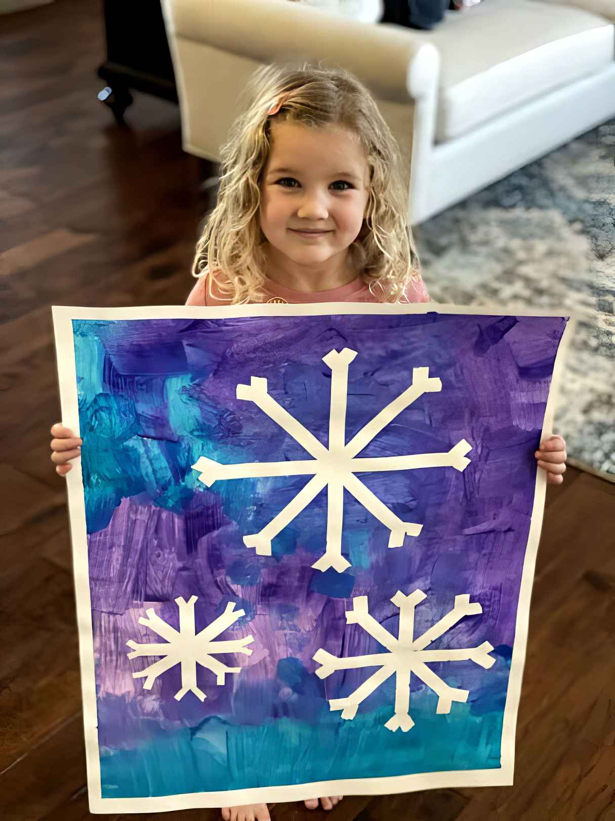 Tape Resist Snowflake Winter Theme Art Activity for Toddlers
