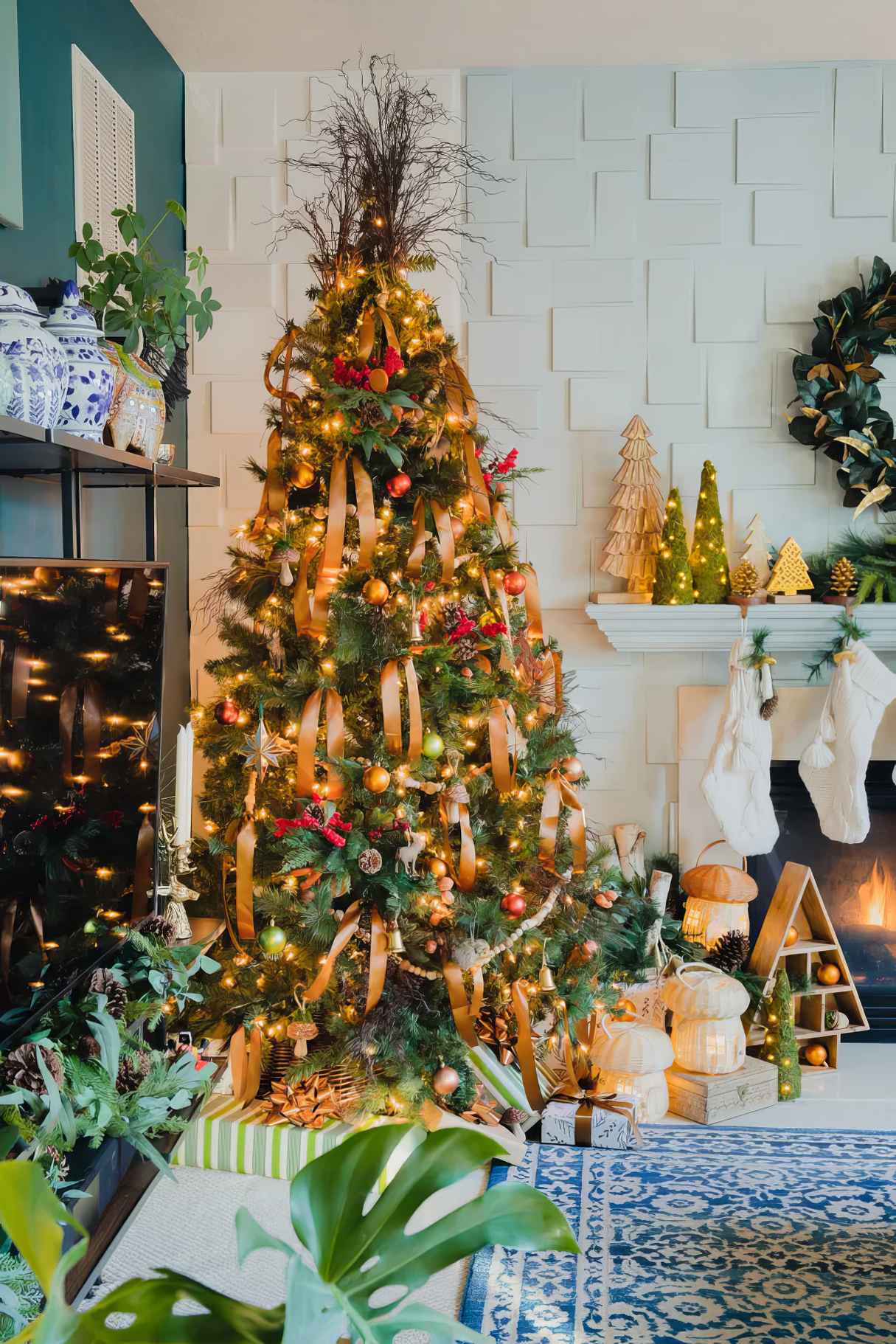 Bohemian Woodland Christmas Tree Decor for Living Room