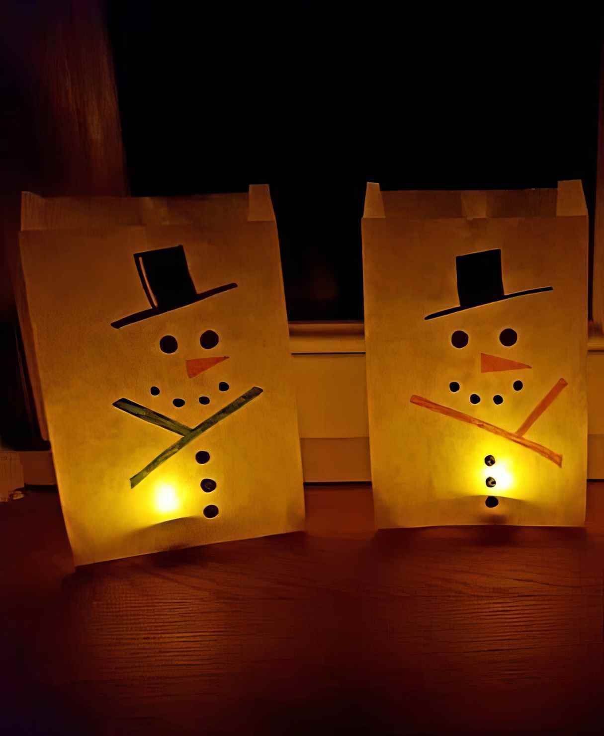 Easy Flame Free DIY Snowman Luminaries for Kids