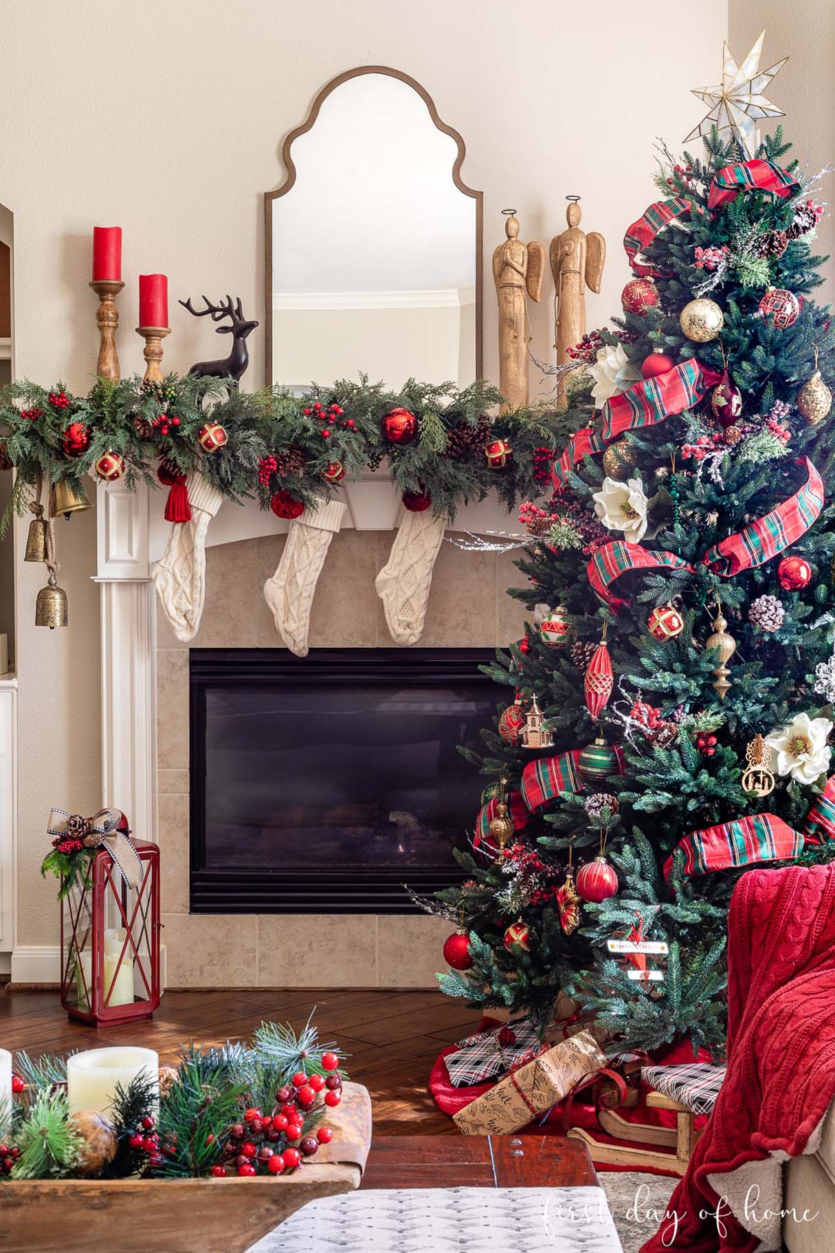 Traditional Cozy Christmas Mantel Decor