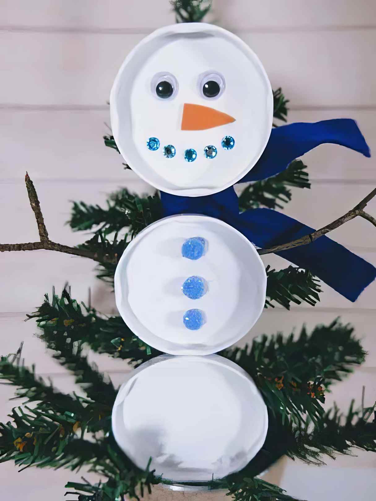 Upcycled Lids Snowman - Fun Winter Craft for Kids