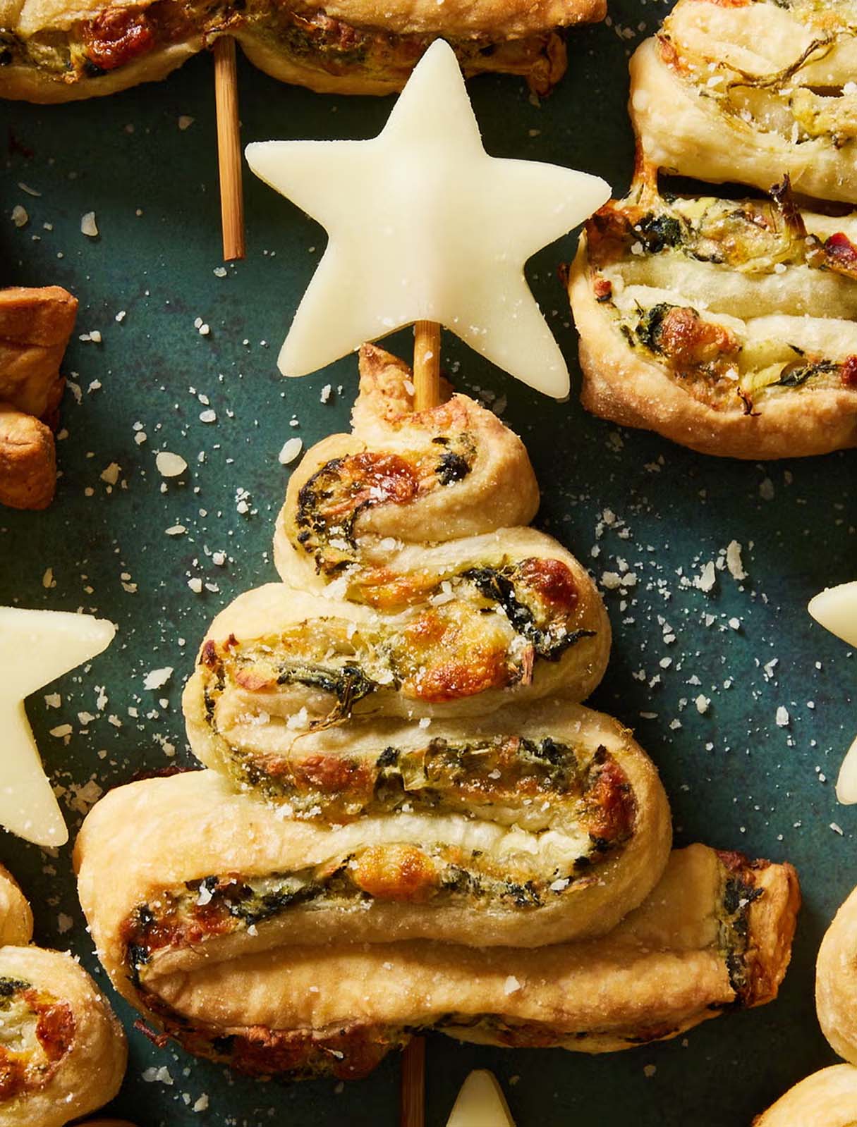 Spinach-Artichoke Christmas Tree Skewers