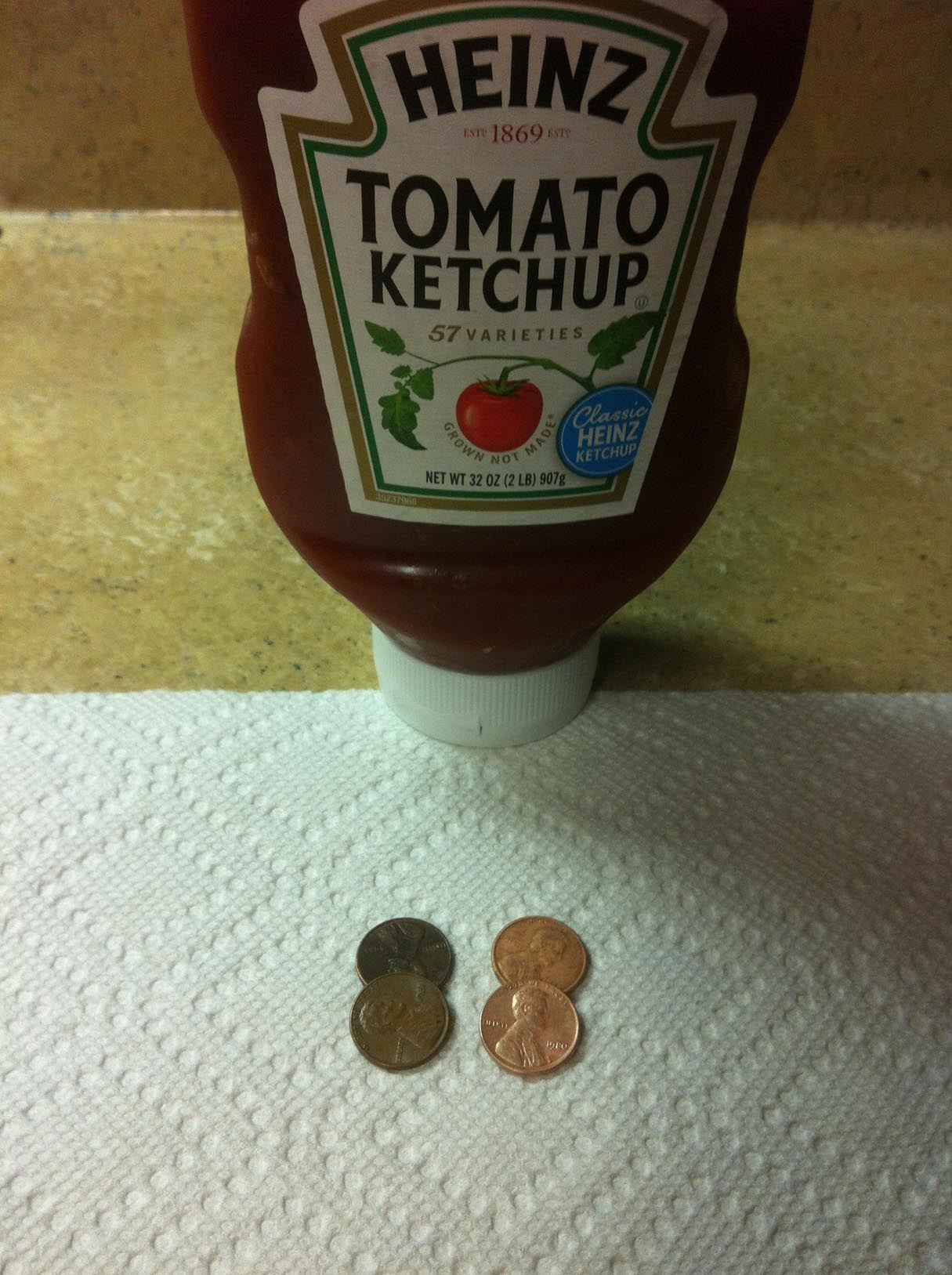 At Home Chemistry - Cleaning Pennies with Ketchup