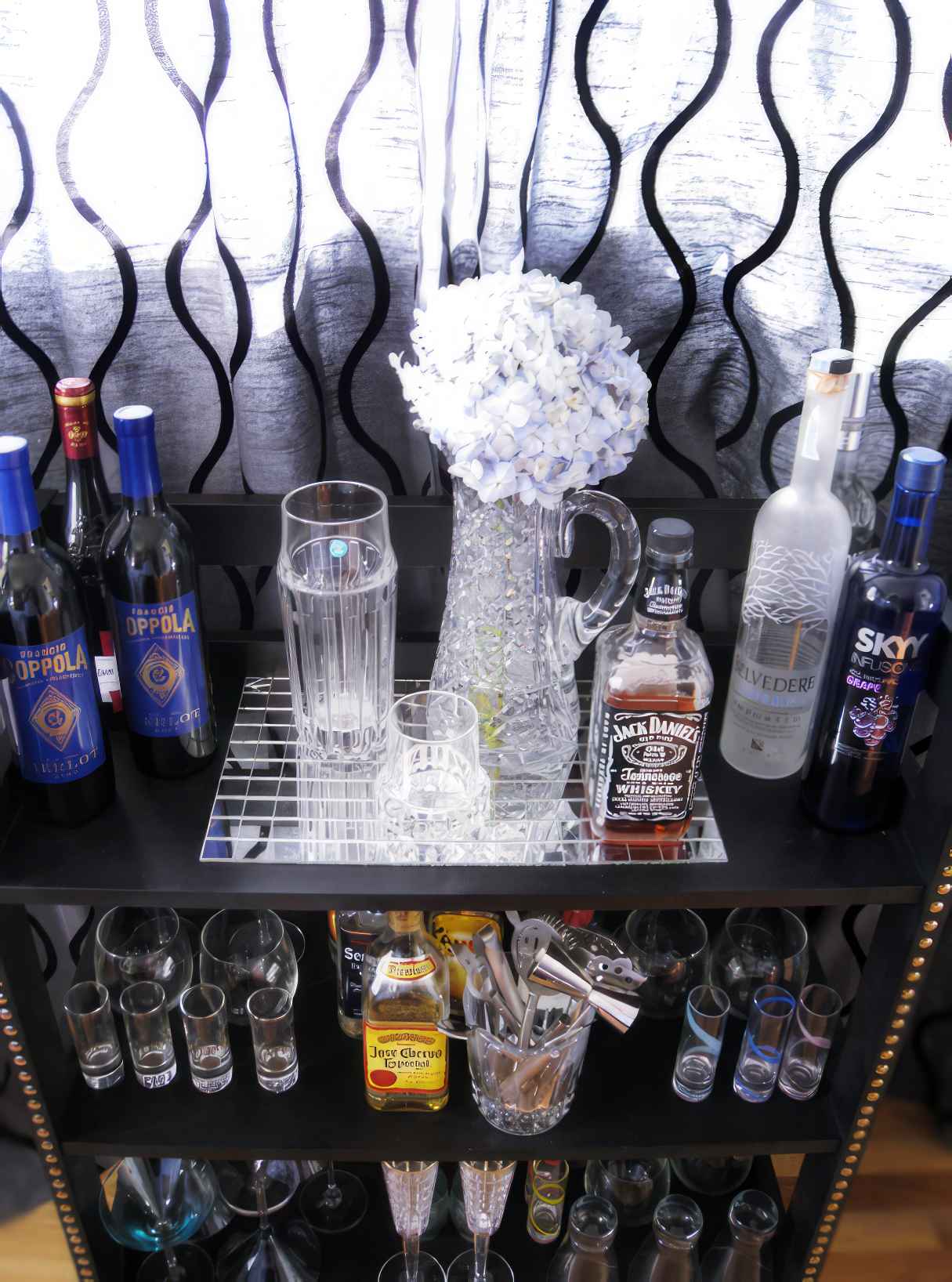 Turn Wood Shelves into a Chic Mini Bar