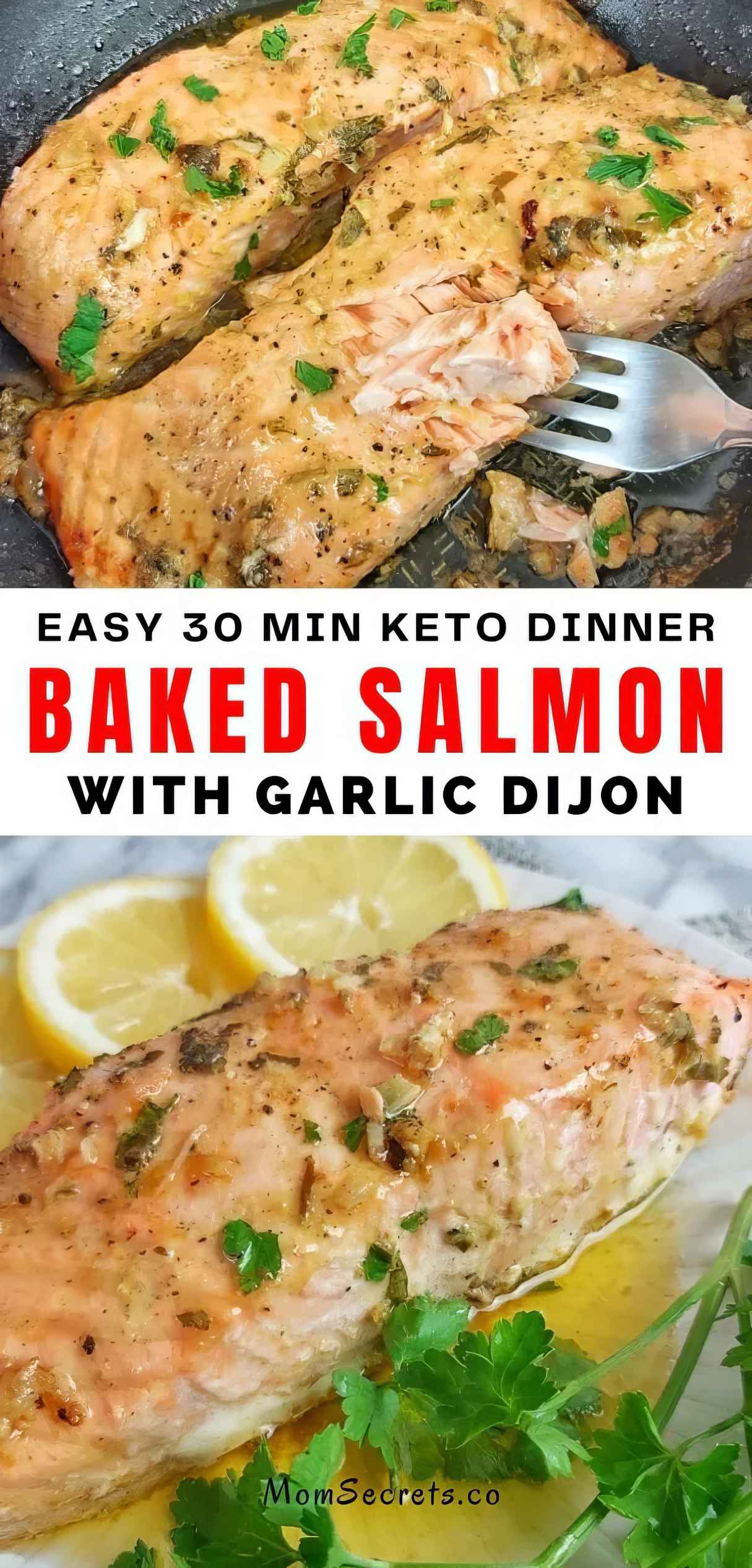 Low Carb Baked Salmon Recipe with Garlic and Dijon