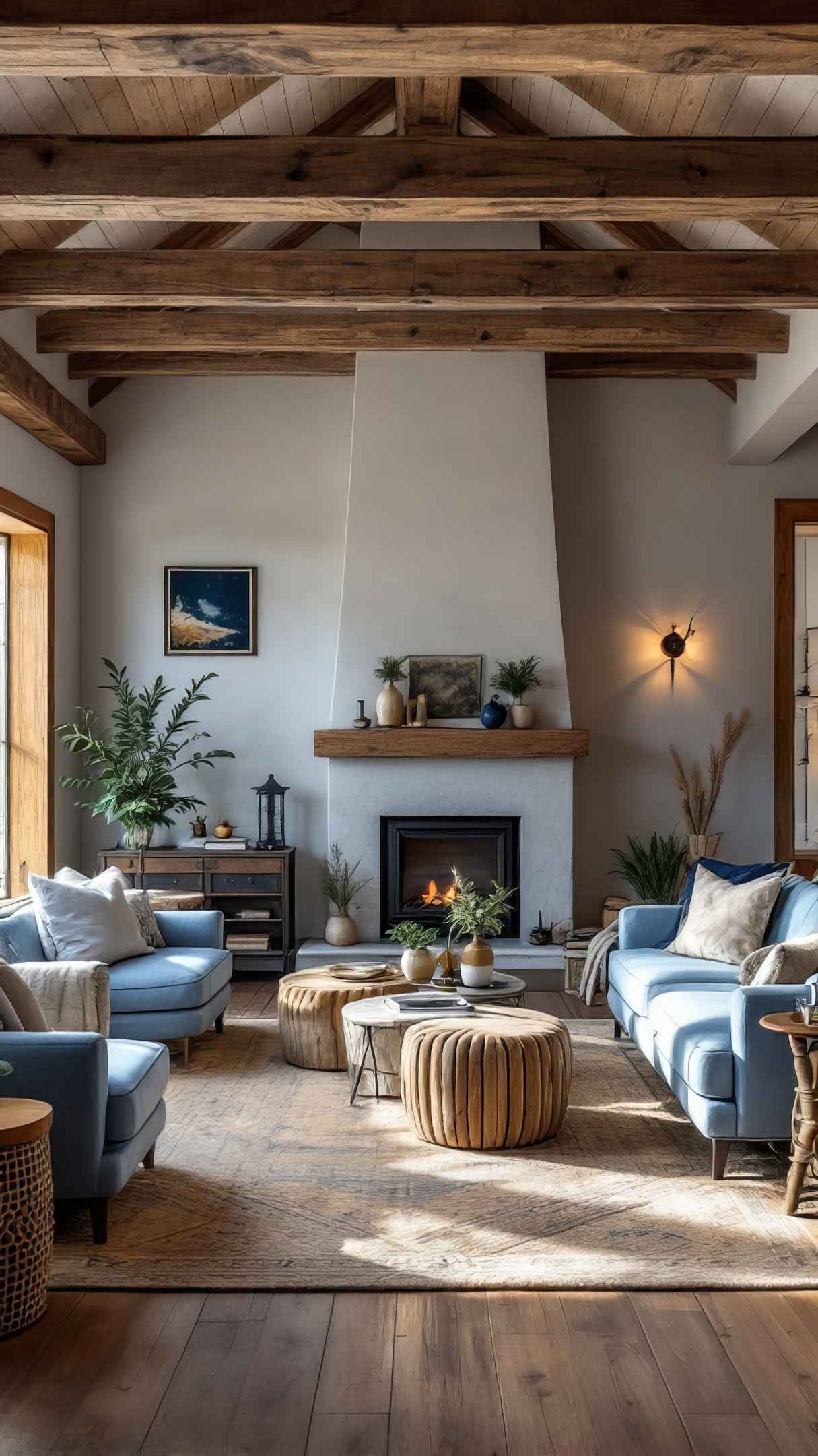 Rustic Blue Beam Ceiling