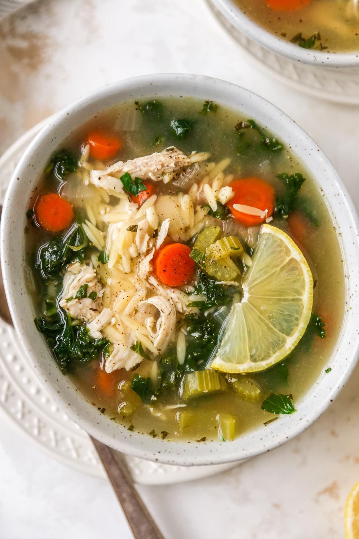 Lemon Chicken Orzo Soup - Easy to Make with Shredded Chicken!