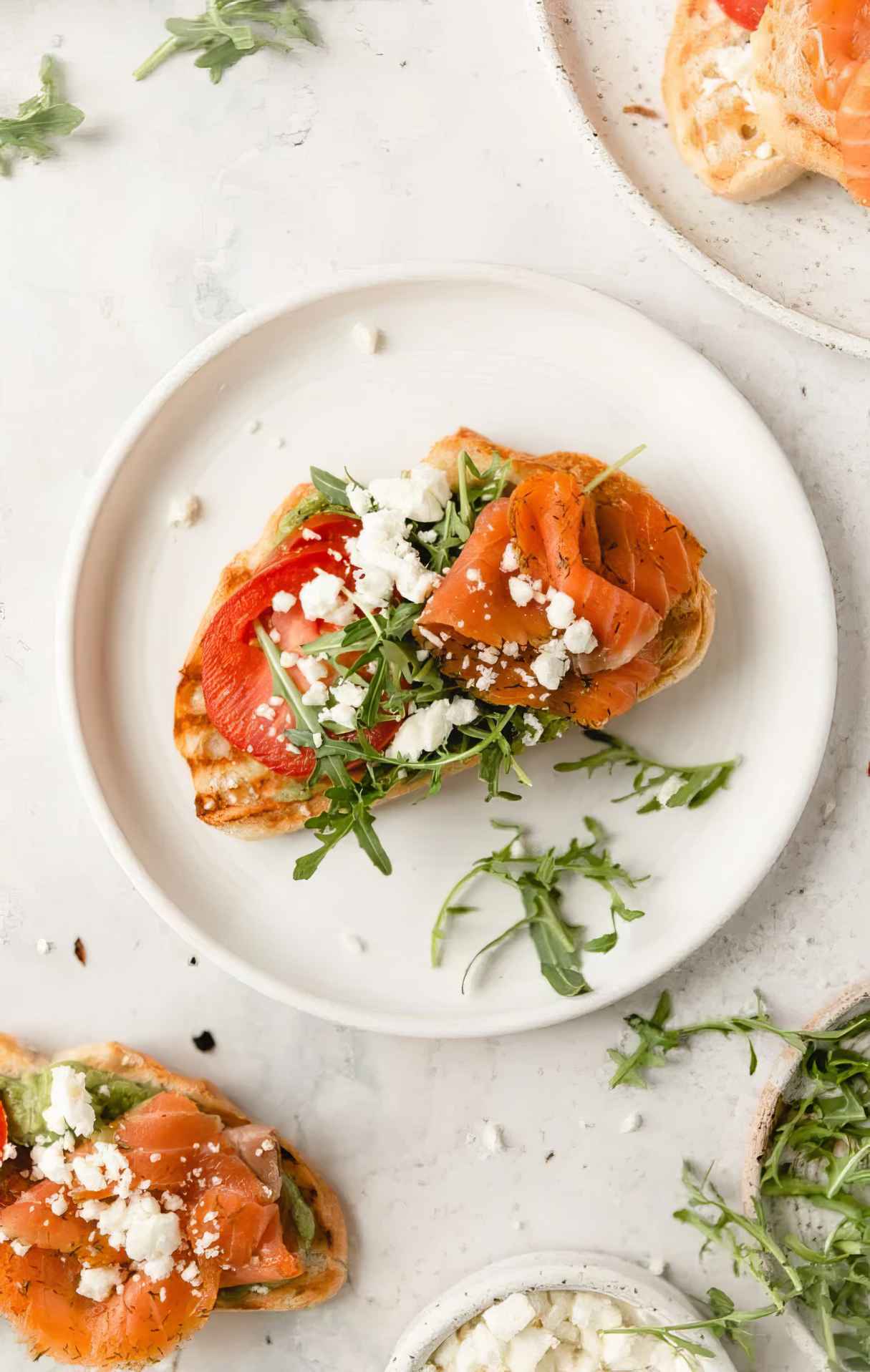 10 Minute Smoked Salmon Sandwich with Avocado and Feta