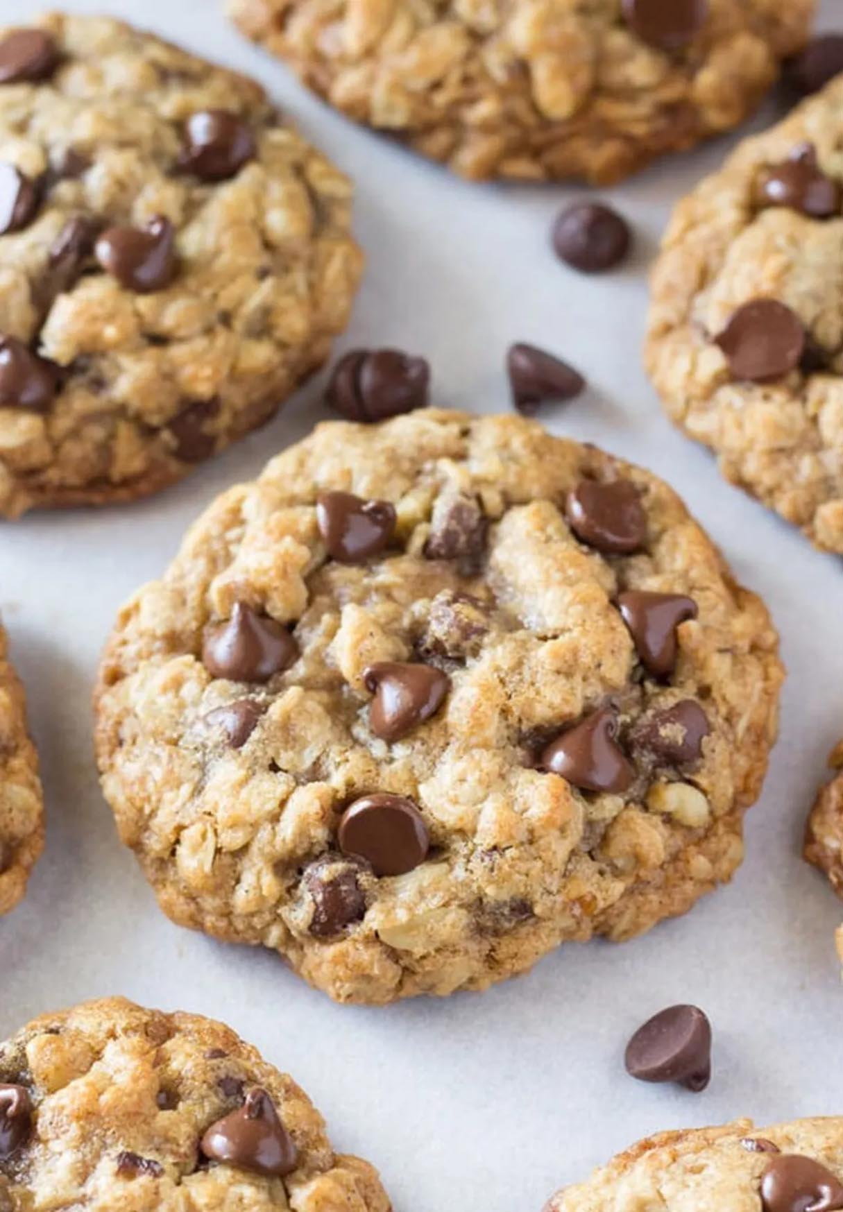 Soft and Chewy Oatmeal Chocolate Chip Cookies