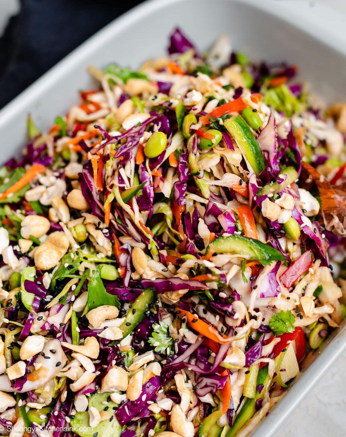 Asian Slaw with Peanut Sesame Ginger Dressing