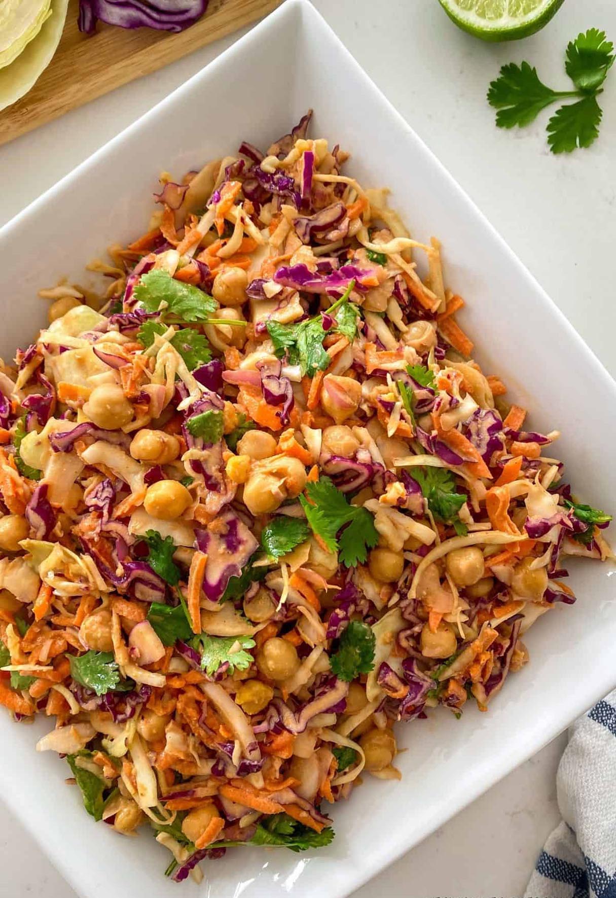 Coleslaw Salad w Oil Free Thai Peanut Dressing