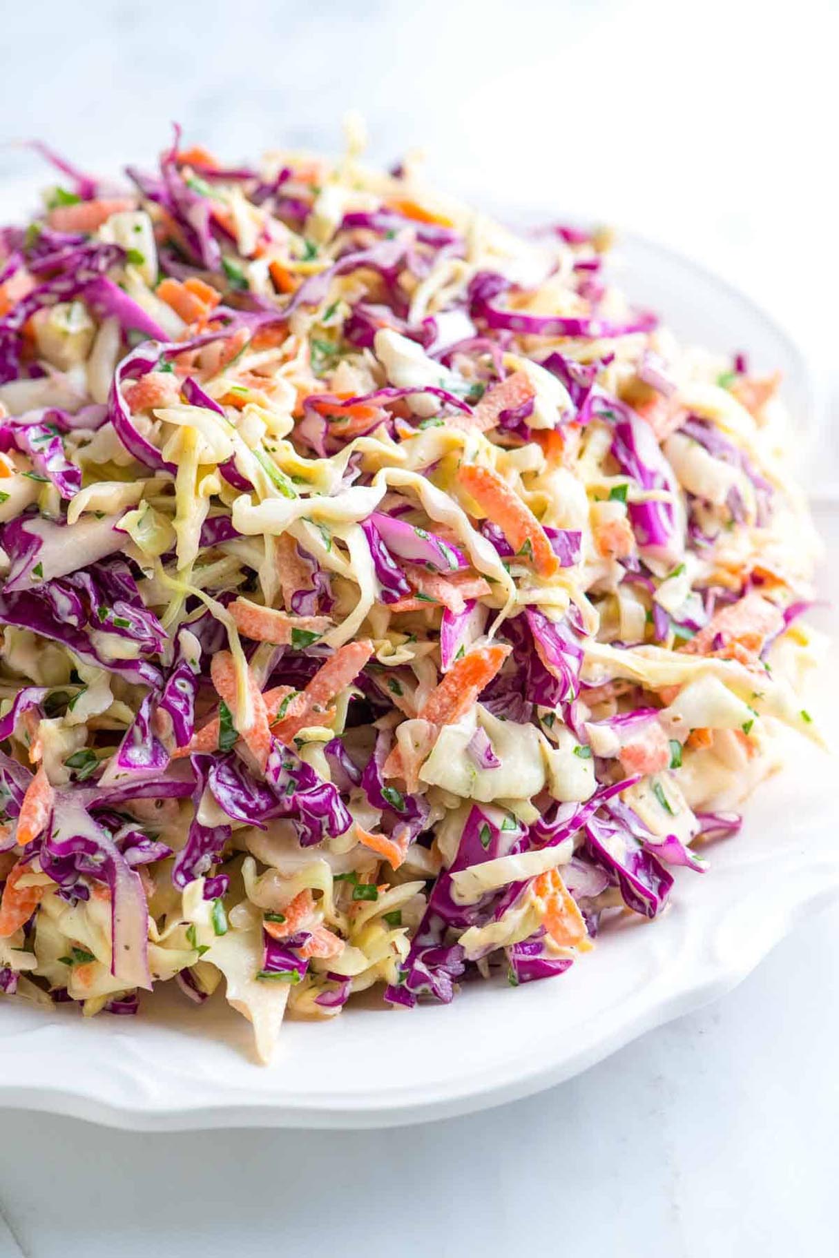 Easy Creamy Coleslaw with Red and Green Cabbage