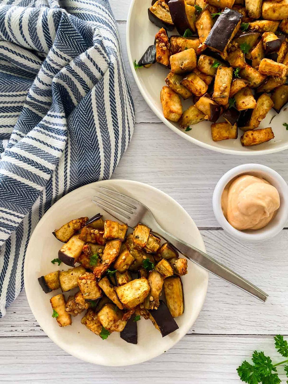 Healthy Air Fryer Eggplant [Oil Free]