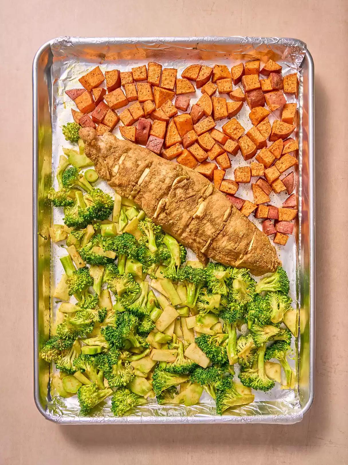 How to Make Sheet-Pan Pork Tenderloin with Sweet Potatoes and Broccoli