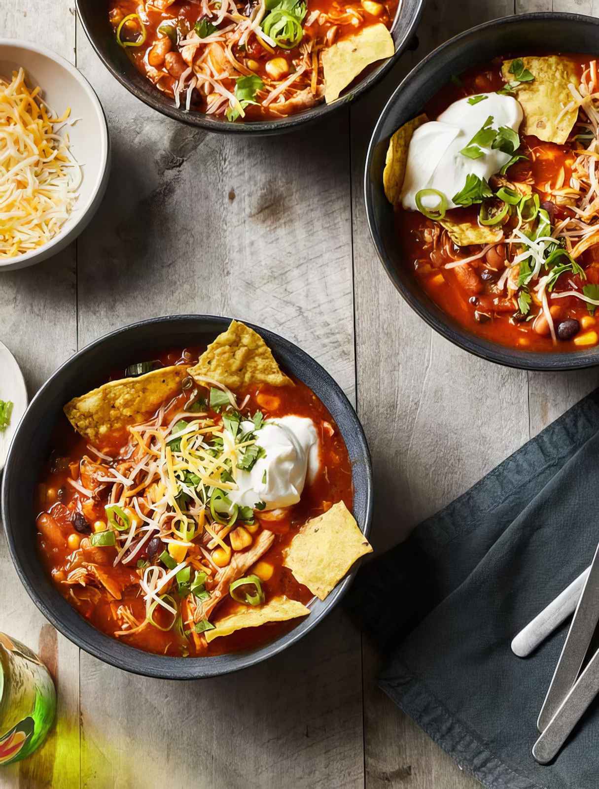 Instant Pot Chicken Taco Soup with Tortilla Chips
