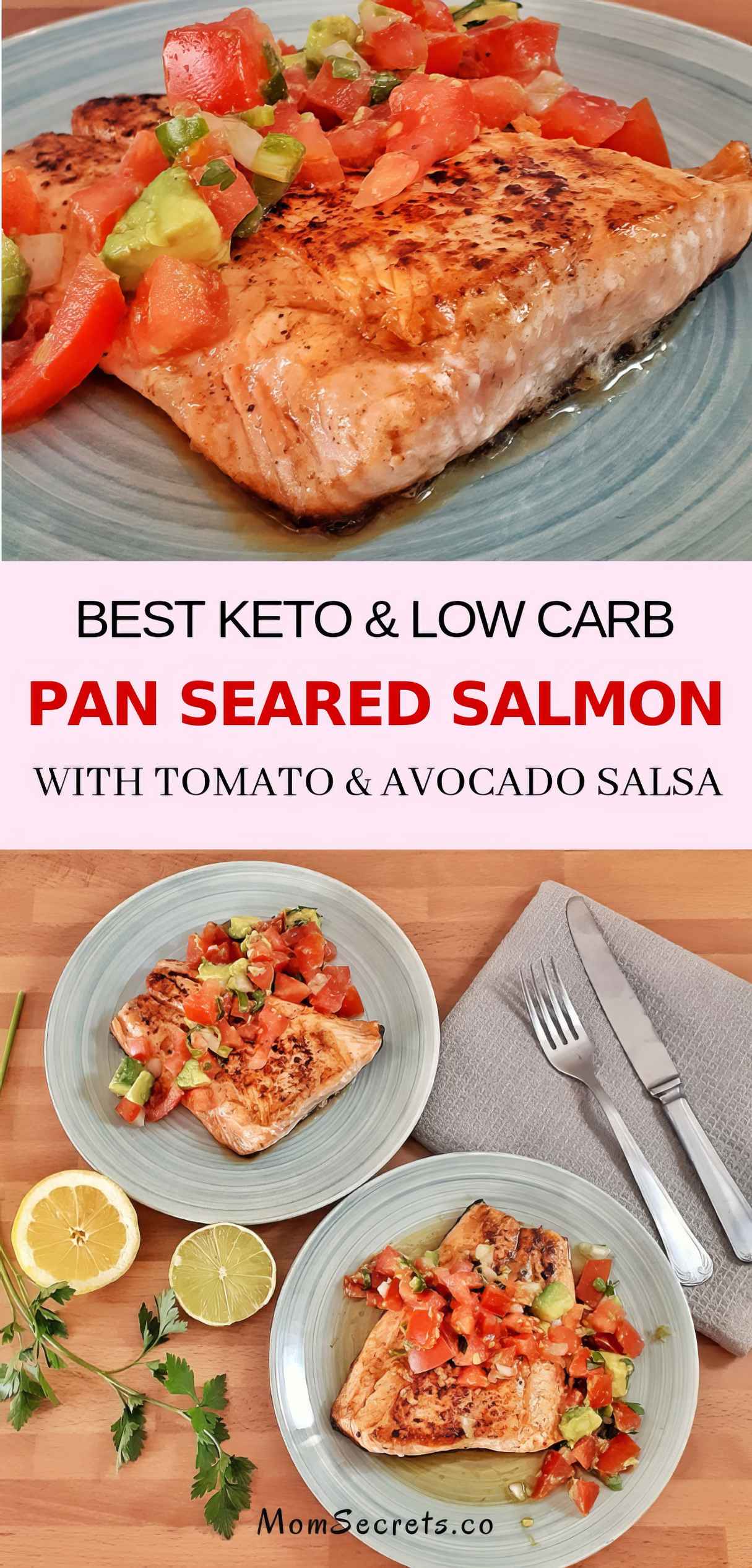 Seared Salmon with Tomato & Avocado Salsa - Keto & Low Carb