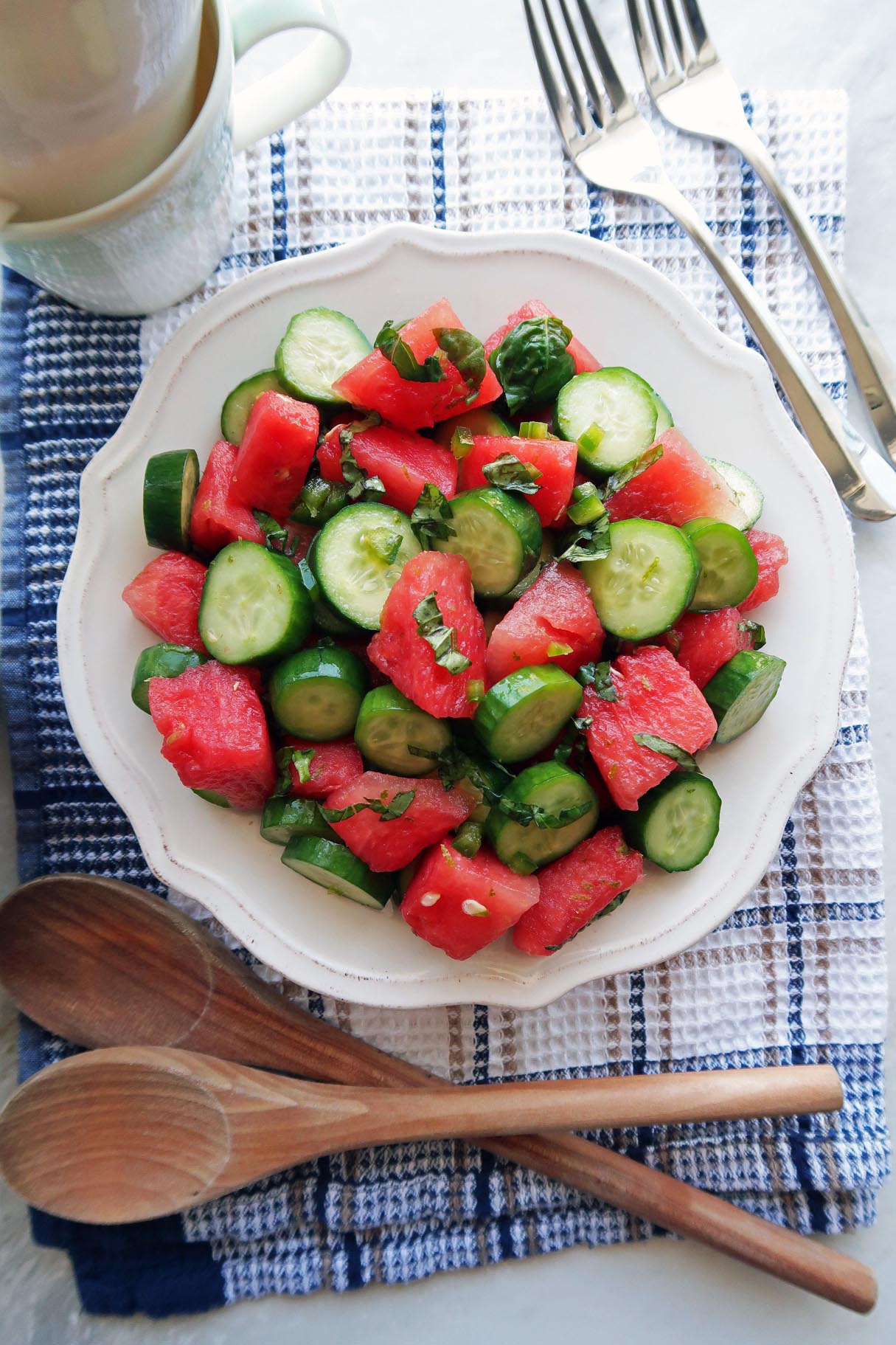 Watermelon Cucumber Jalapeno Salad