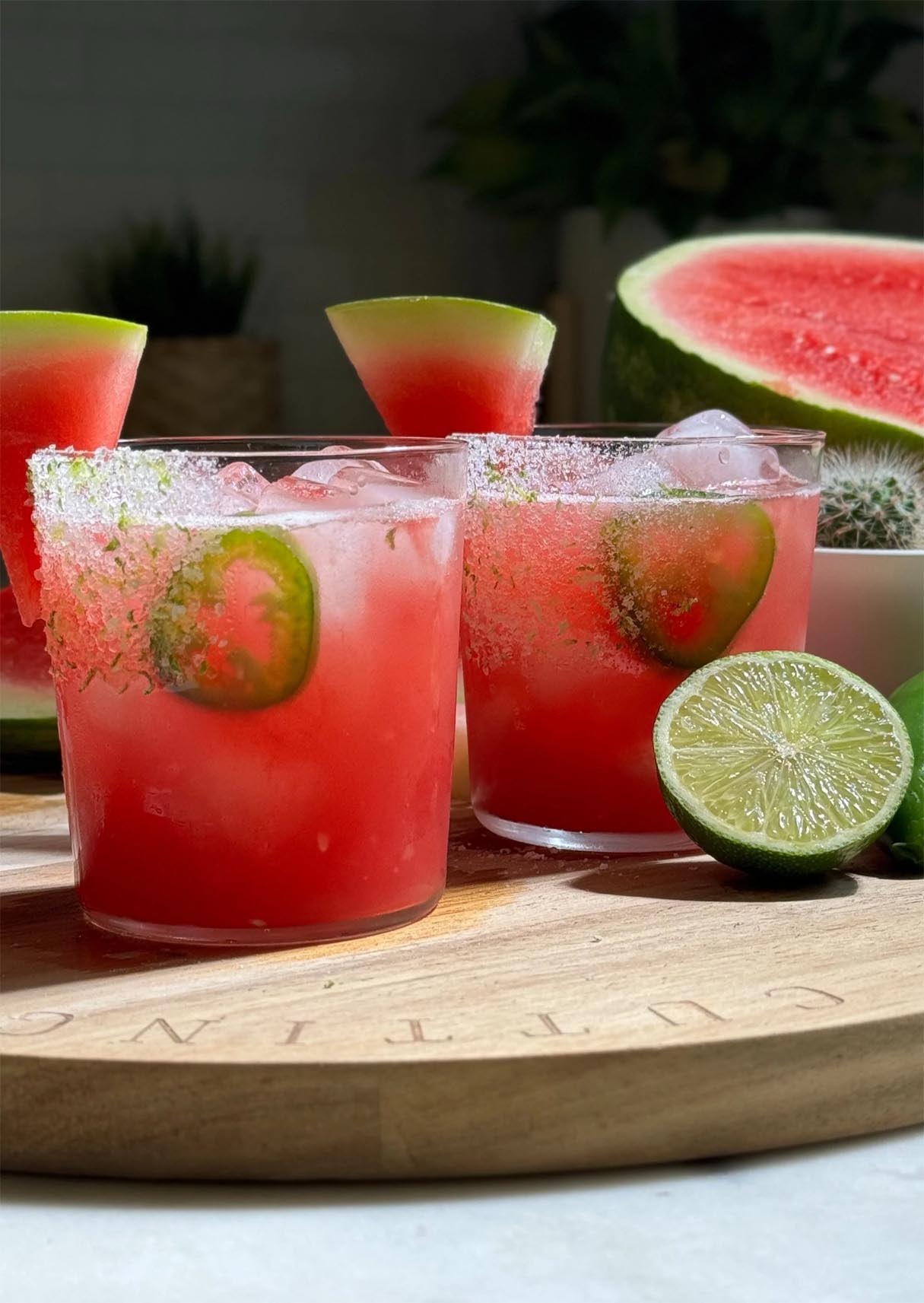 Watermelon Margarita with Cointreau and Lime Juice