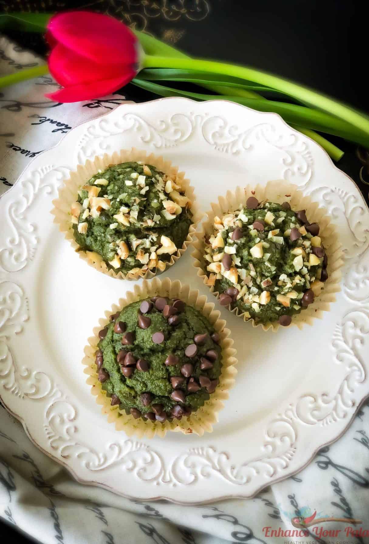 Gluten Free Vegan Banana Oats Spinach Muffins