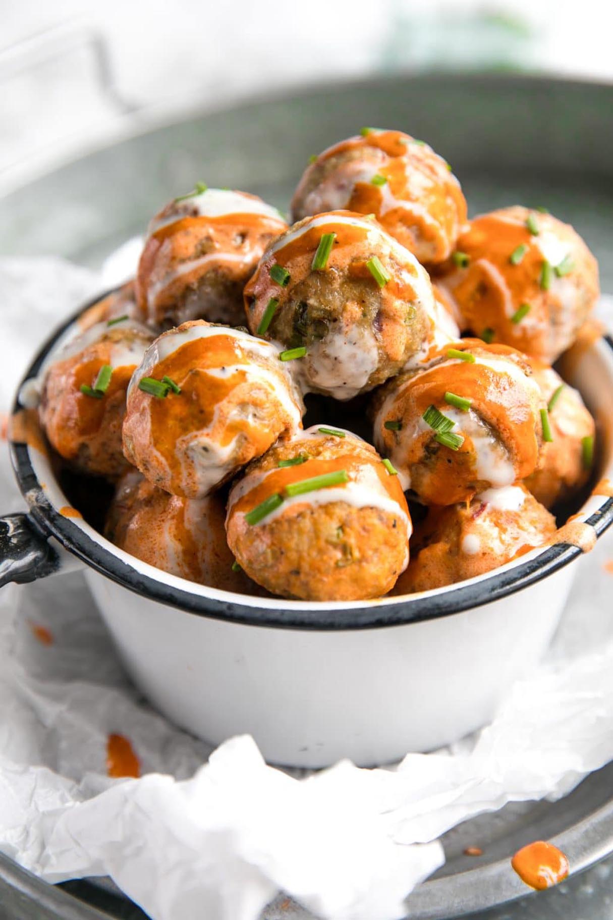 Buffalo Turkey Meatballs with Easy Meal Prep Bowls