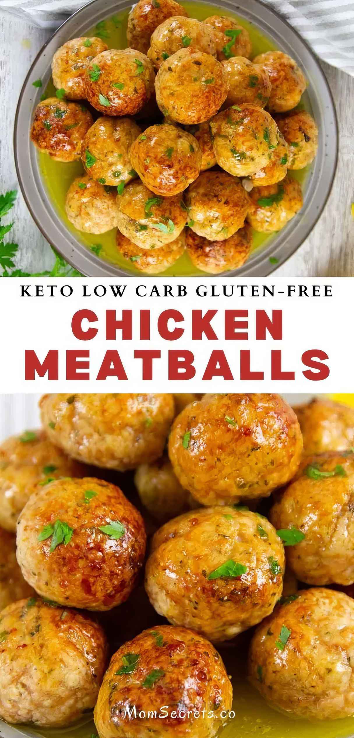 Keto Baked Chicken Meatballs with Garlic Butter Sauce