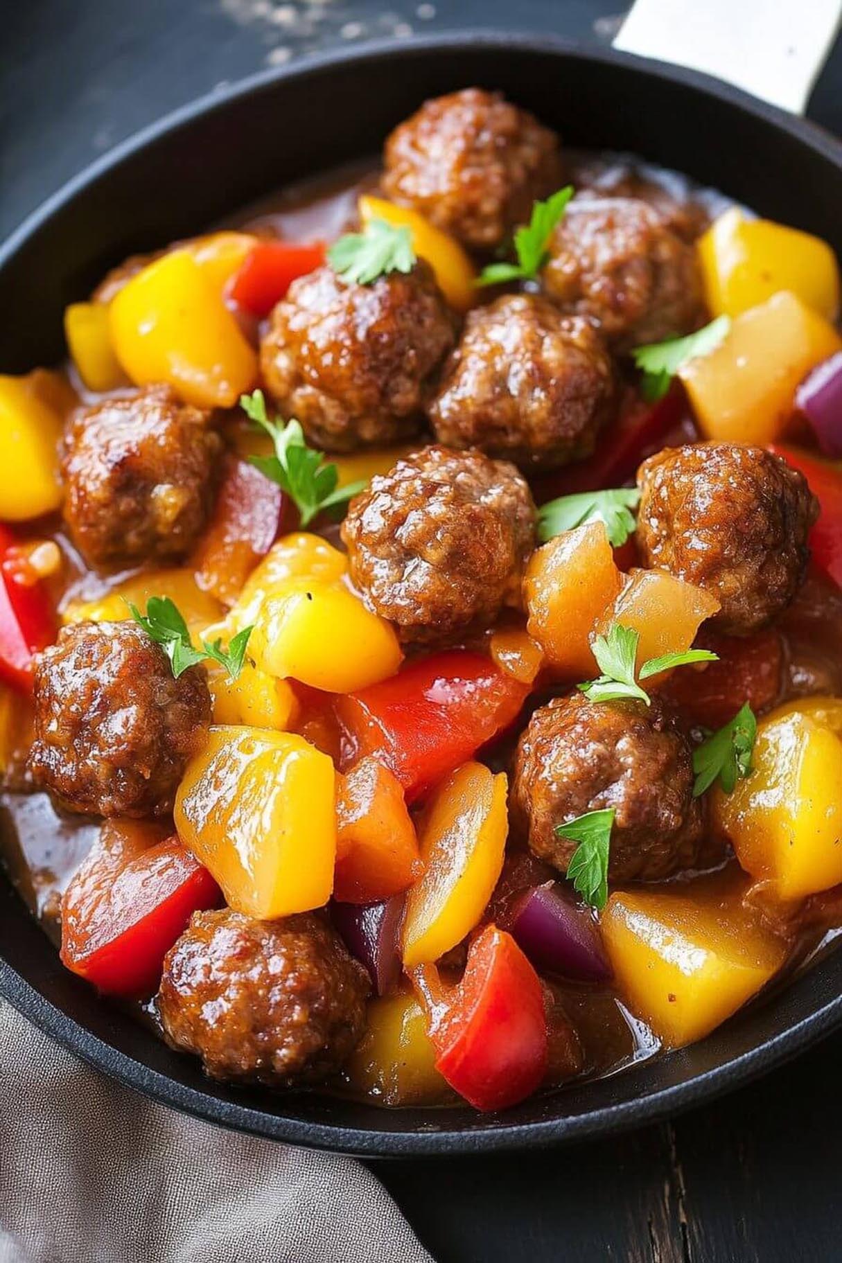 Sweet and Sour Ground Pork Meatballs
