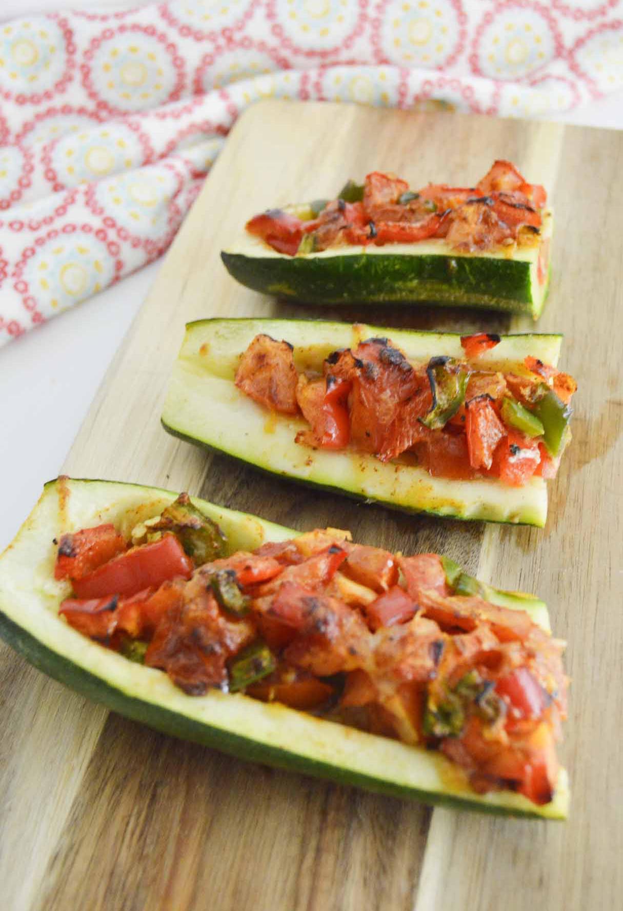 Air Fryer Veggie Stuffed Zucchini Boats (Vegan, Keto)