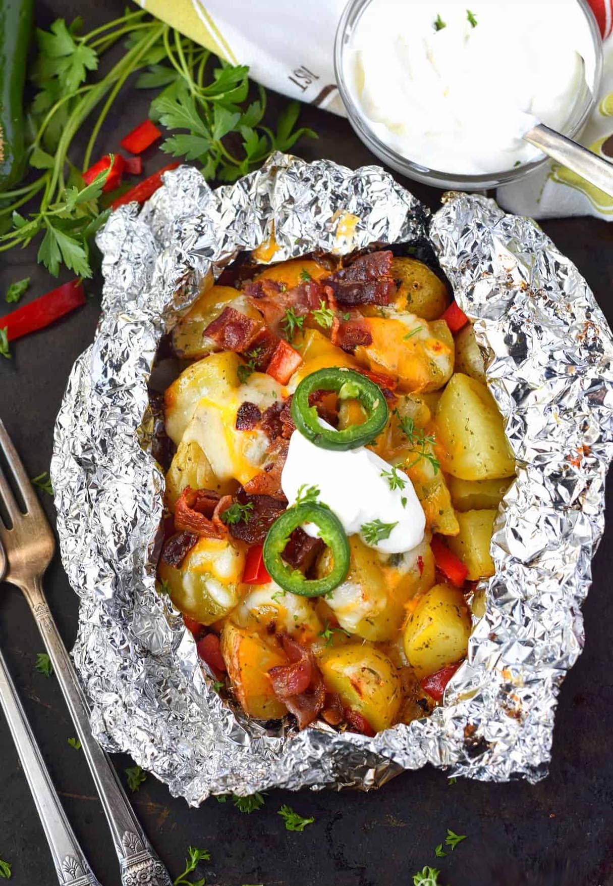 Bacon Ranch Foil Wrapped Potatoes