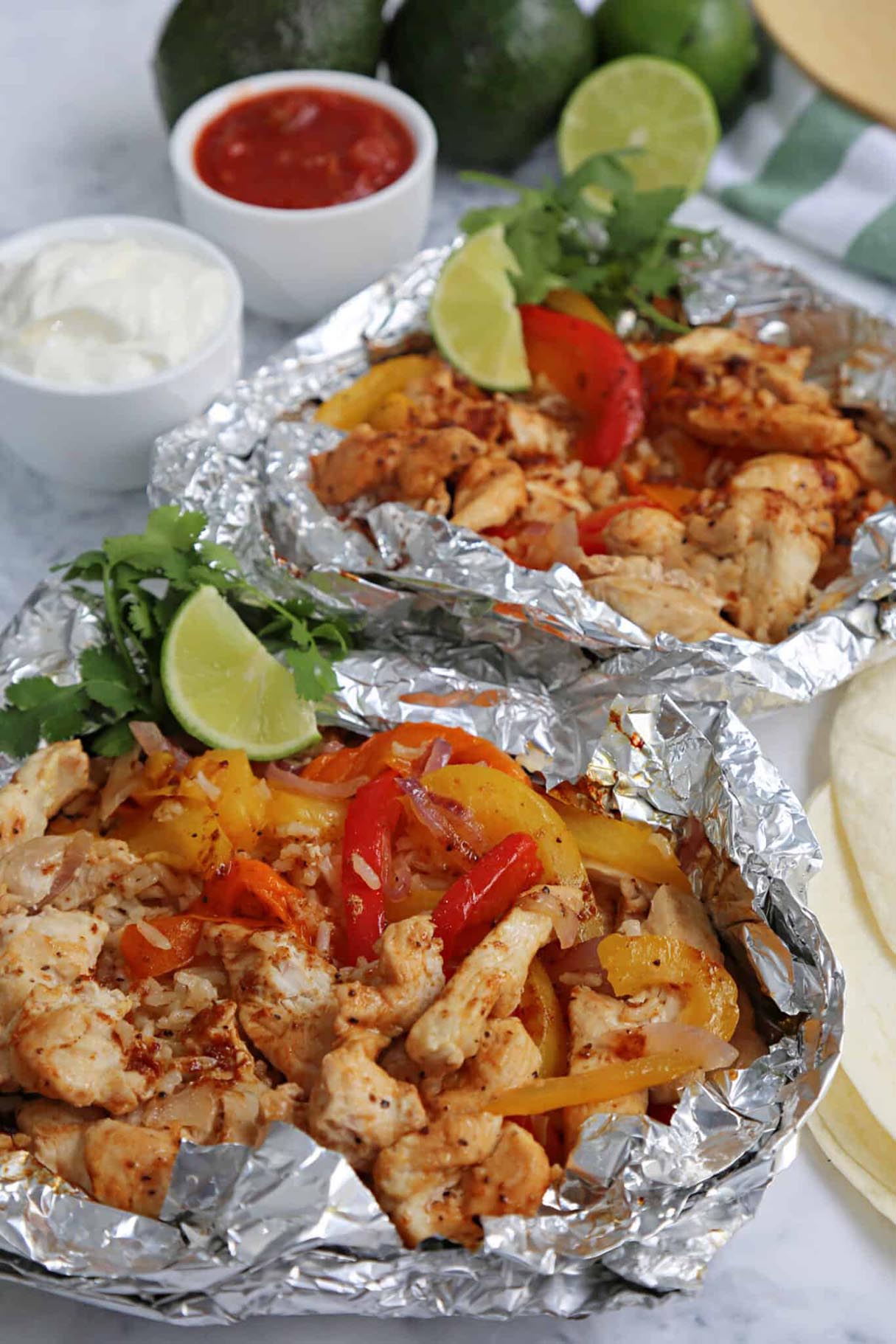 Chicken Fajita Foil Packets with Rice