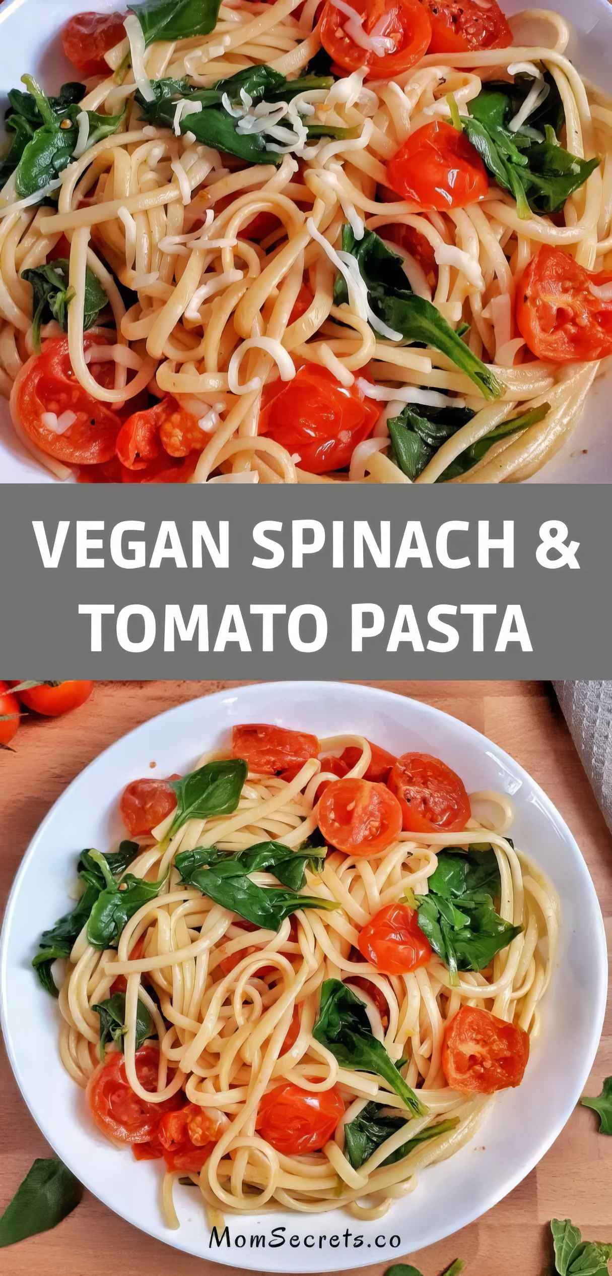 Creamy Vegan Spinach Tomato Pasta Recipe