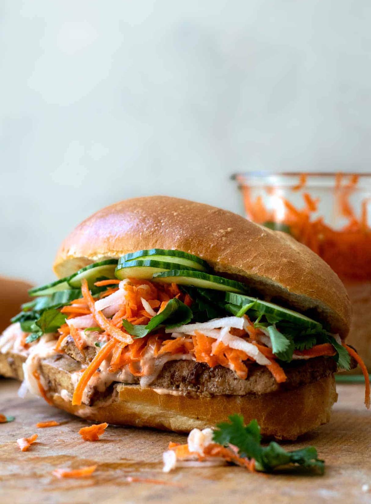 Easy Vegan Tofu Banh Mi with Quick Pickle Recipe