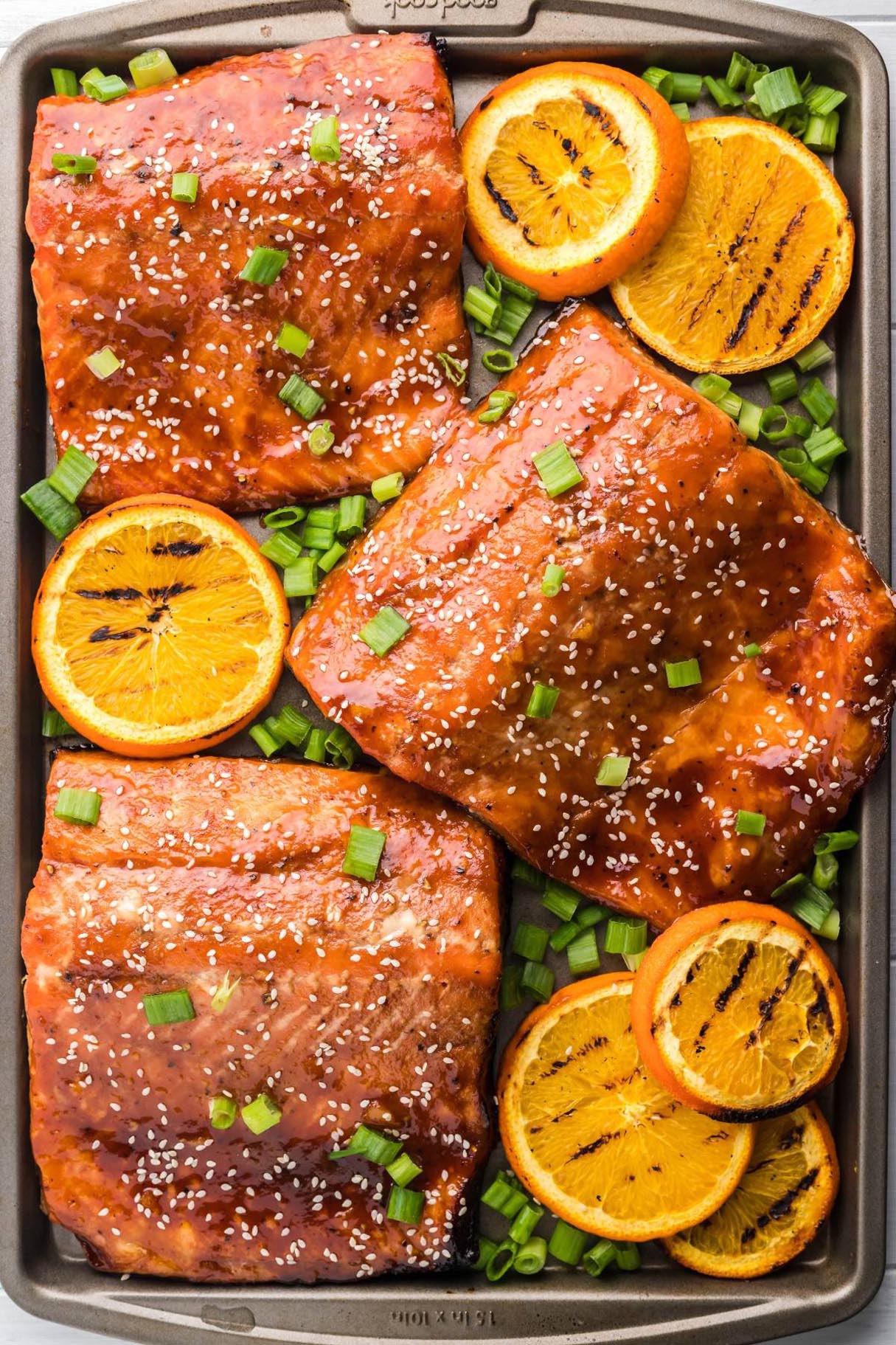 Orange BBQ Salmon with Foil Packet Garlic Soy Vegetables