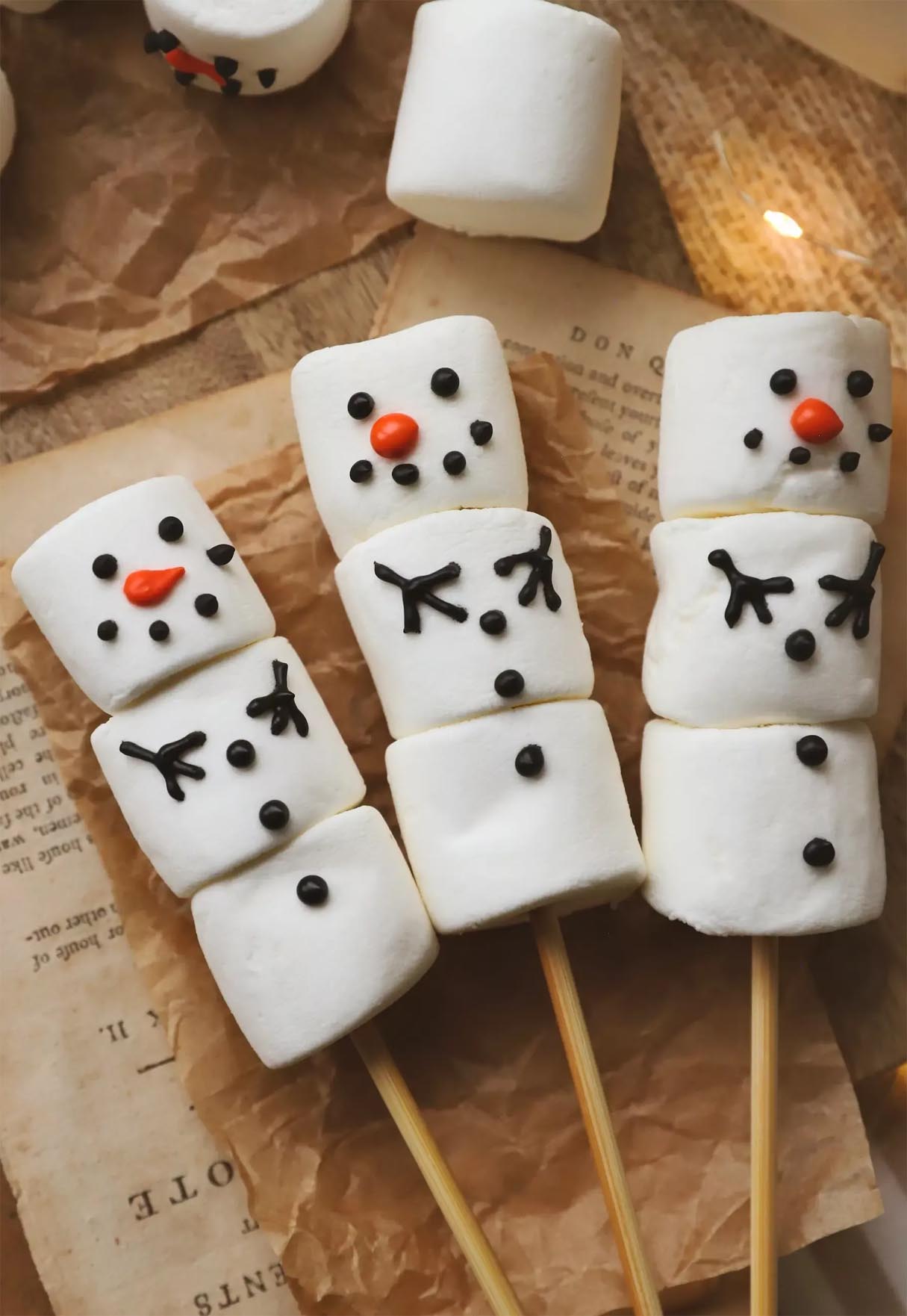Peanut Butter Marshmallow Candy Snowmen