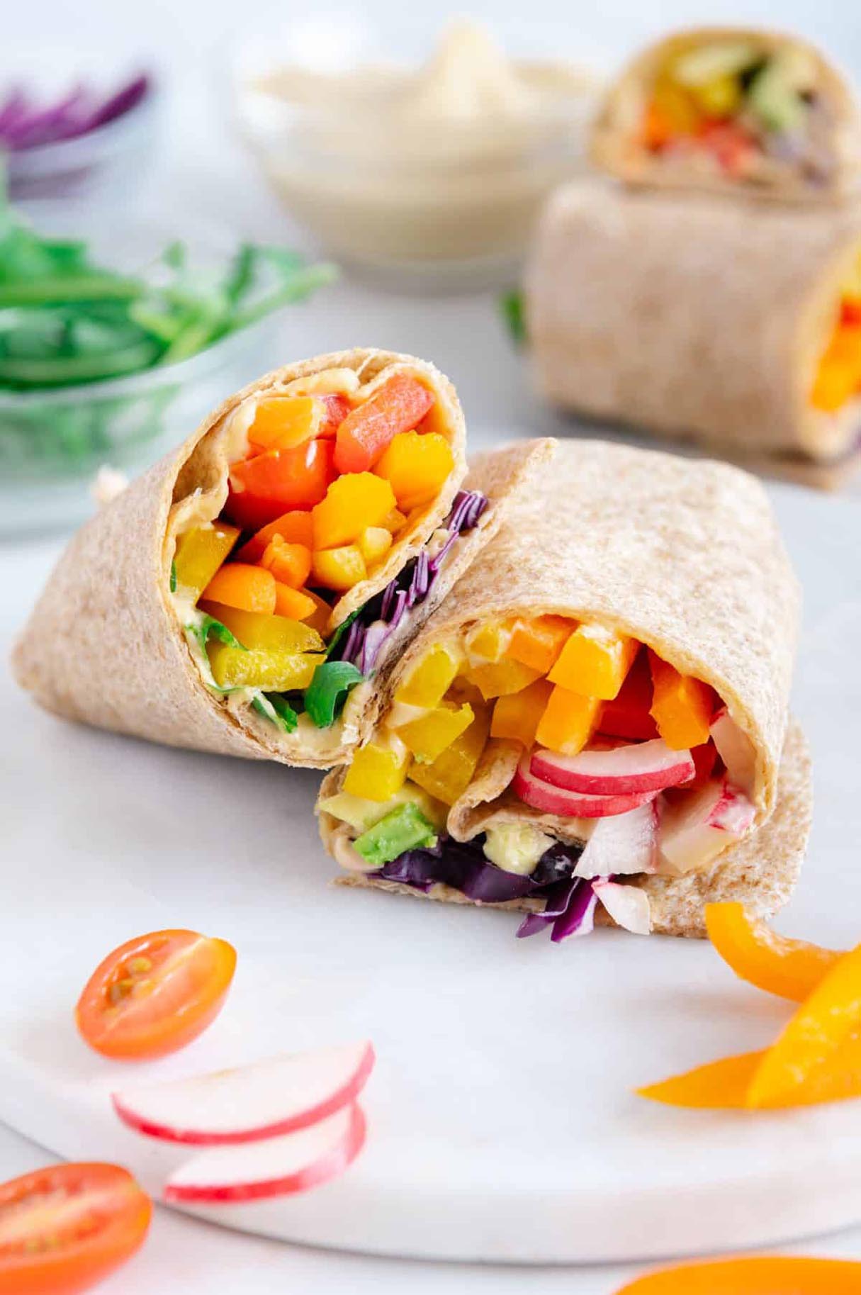 Rainbow Hummus Veggie Wrap