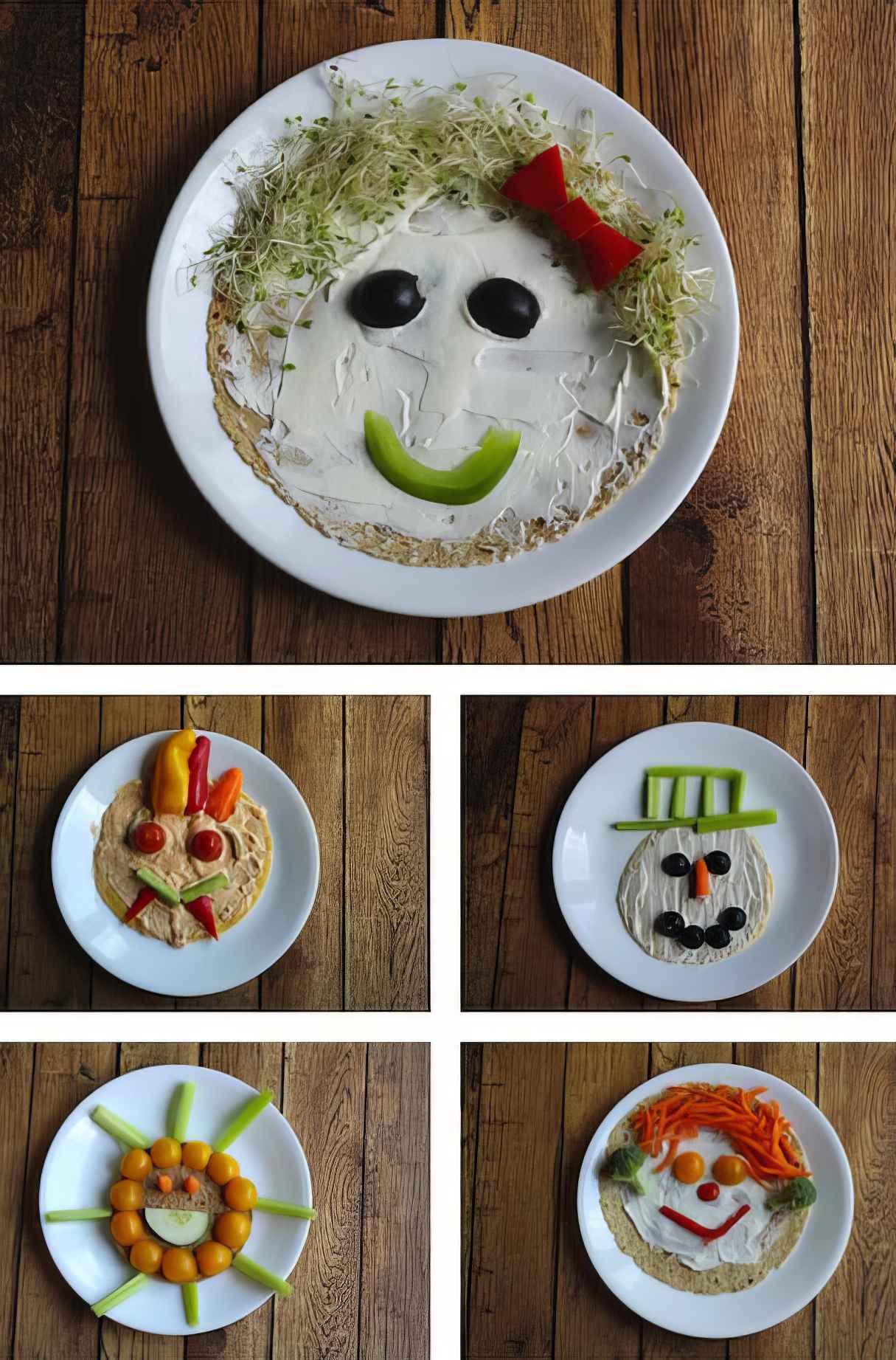 Veggie Faces No-Bake Vegetable Pizzas and Wraps