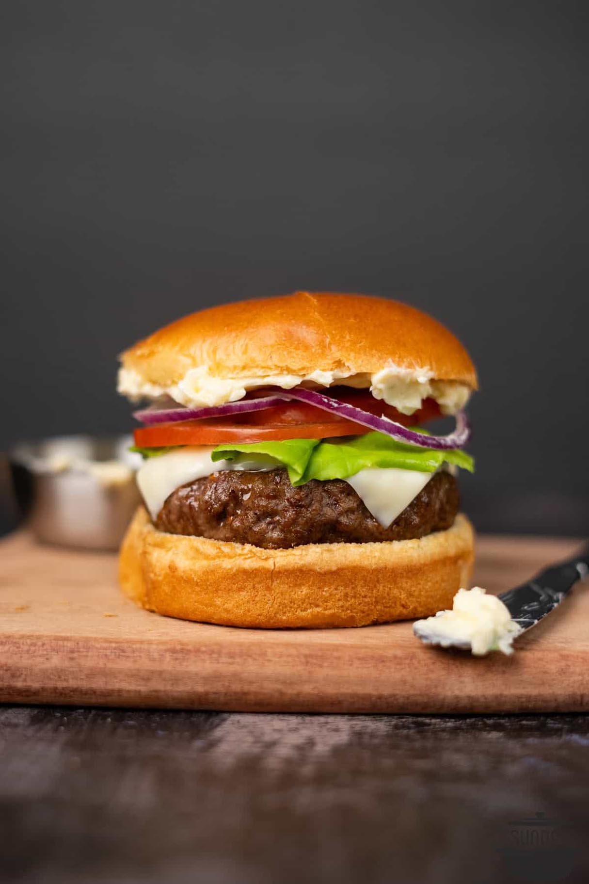 Air Fryer Burger with Garlic Butter