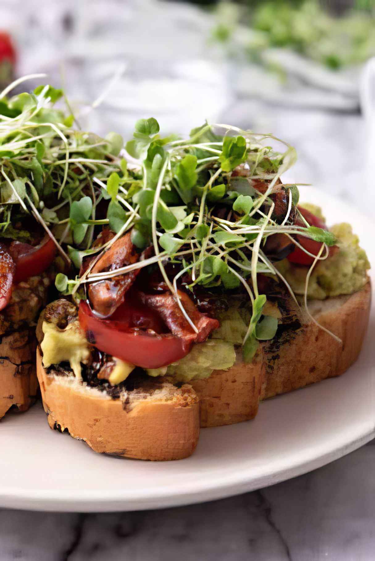 Avocado Toast with Carrot Bacon and Microgreens