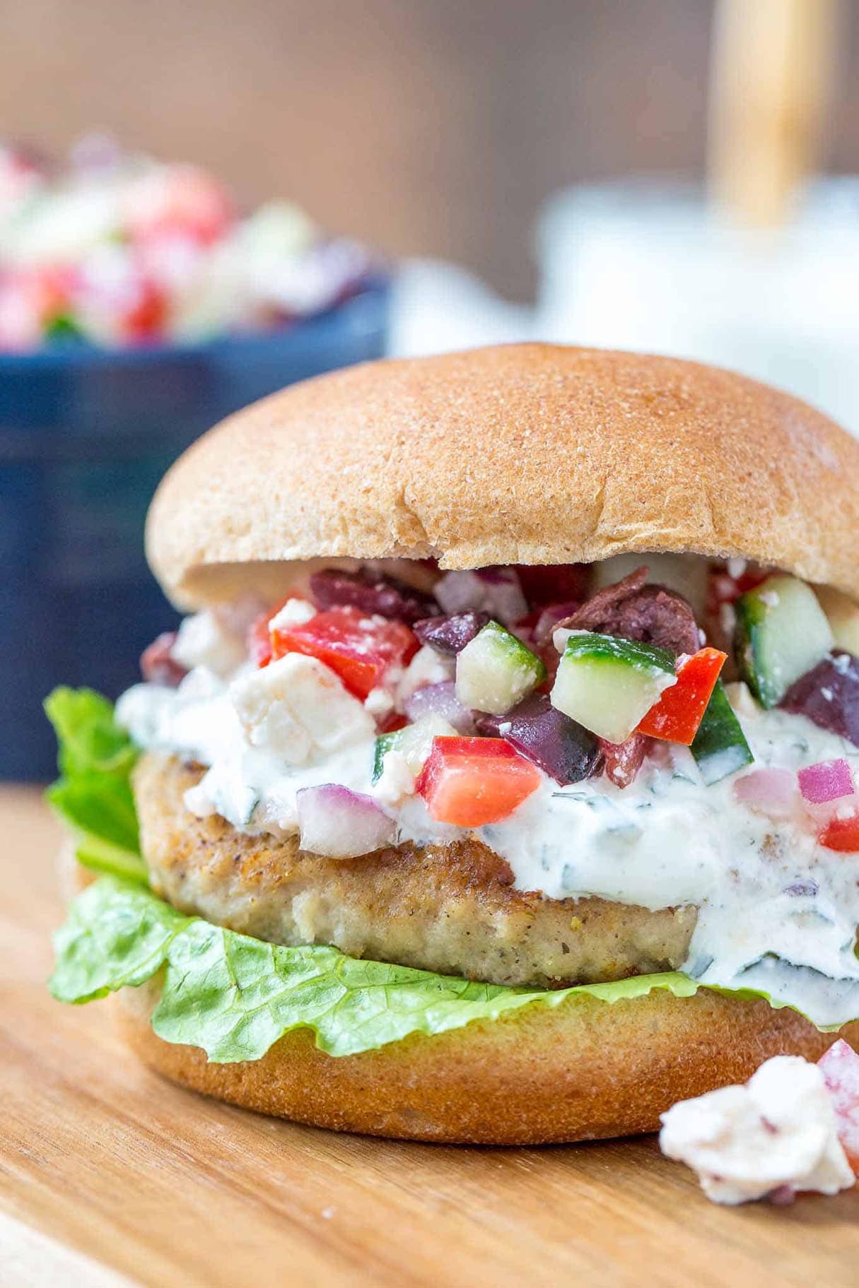 Greek Turkey Burgers with Whipped Feta