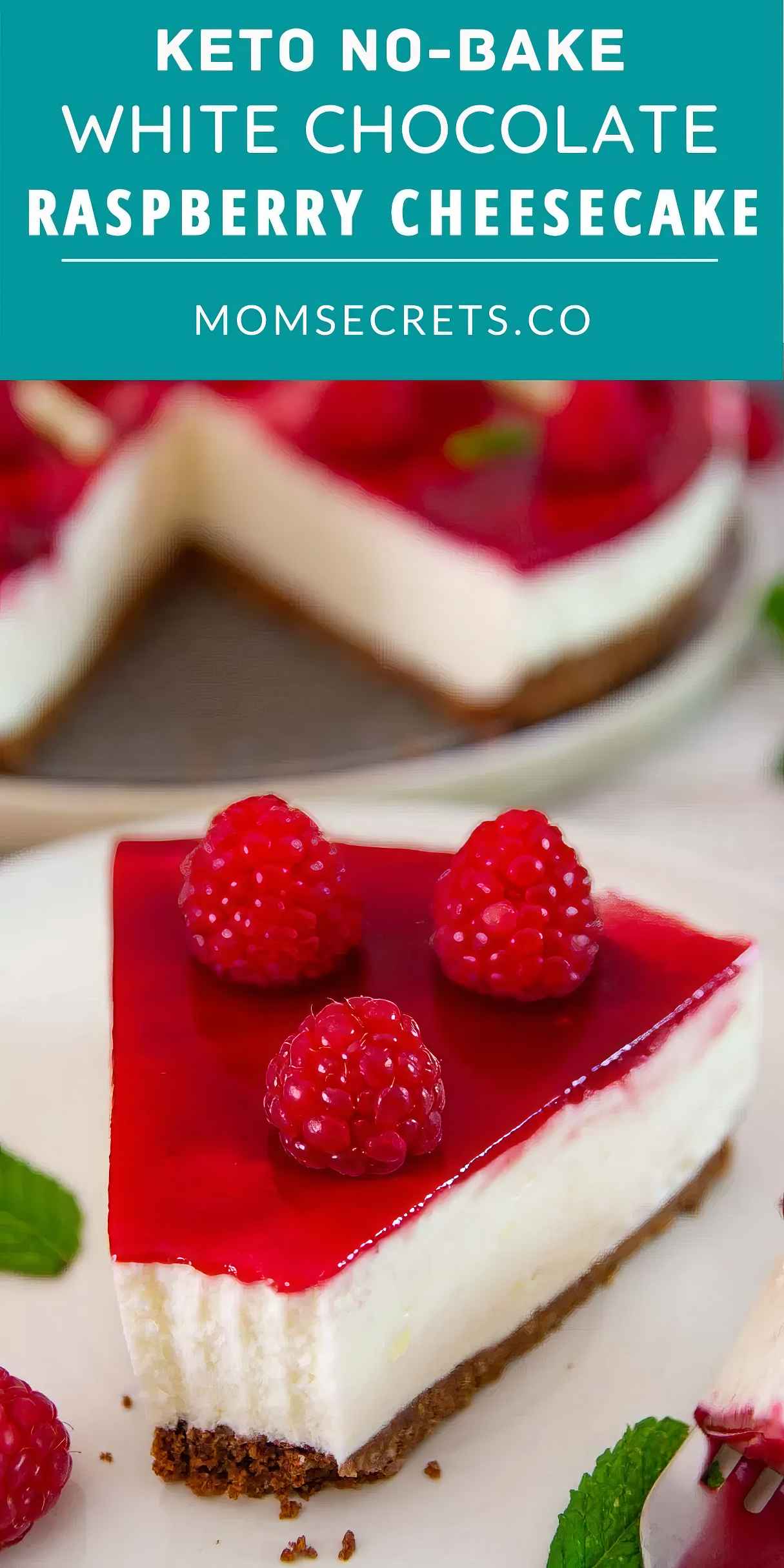 Healthy No-Bake White Chocolate Cheesecake with Raspberry Sauce Layers