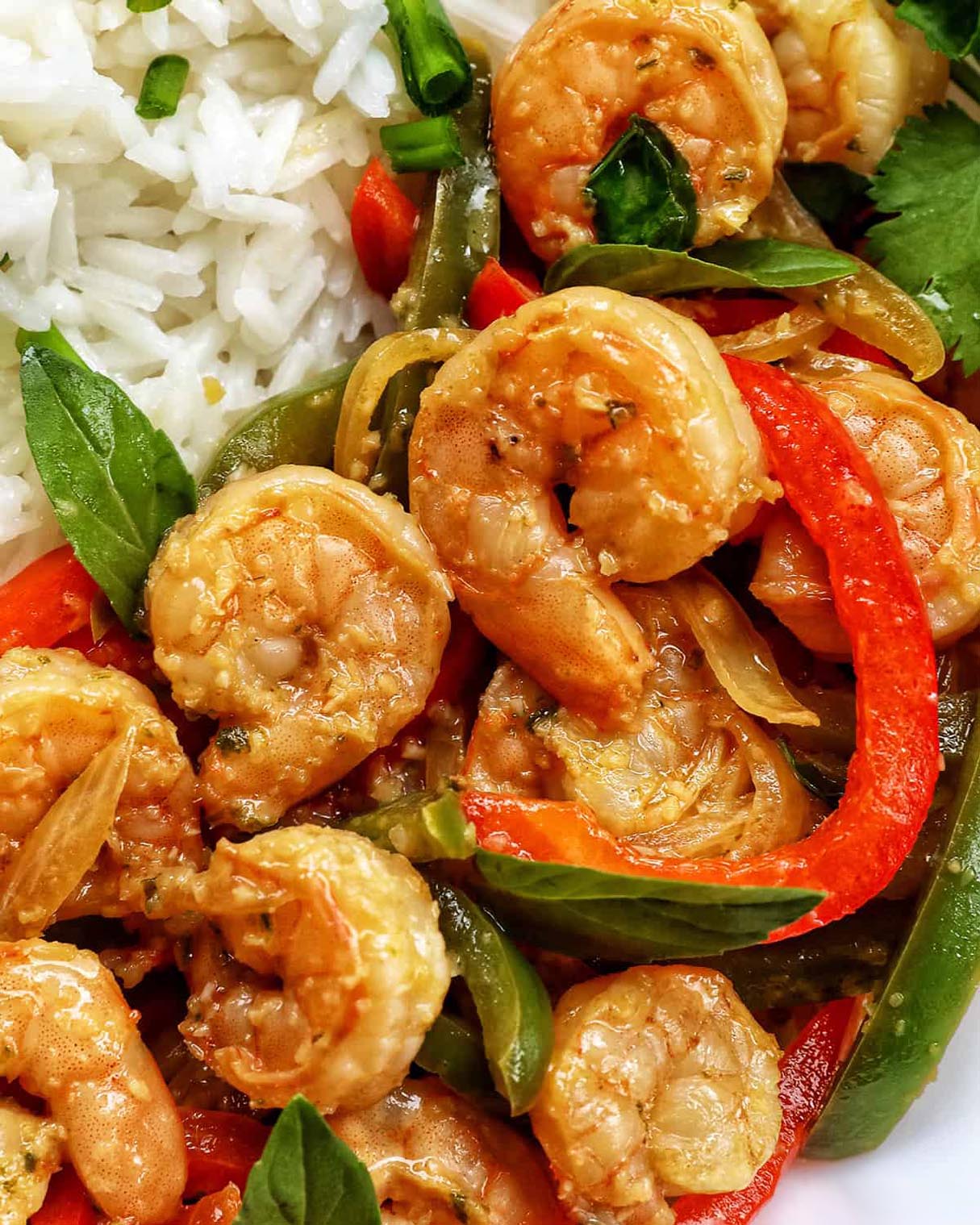 Pad Krapow Kung - Thai Basil Shrimp Stir Try with Green Bell Peppers and Oyster Sauce
