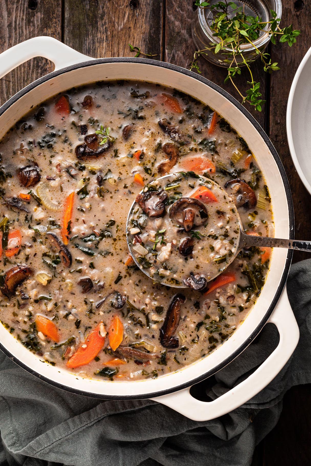 Creamy and Simple Instant Pot Wild Rice Soup with Mushrooms, Carrots, and Celery