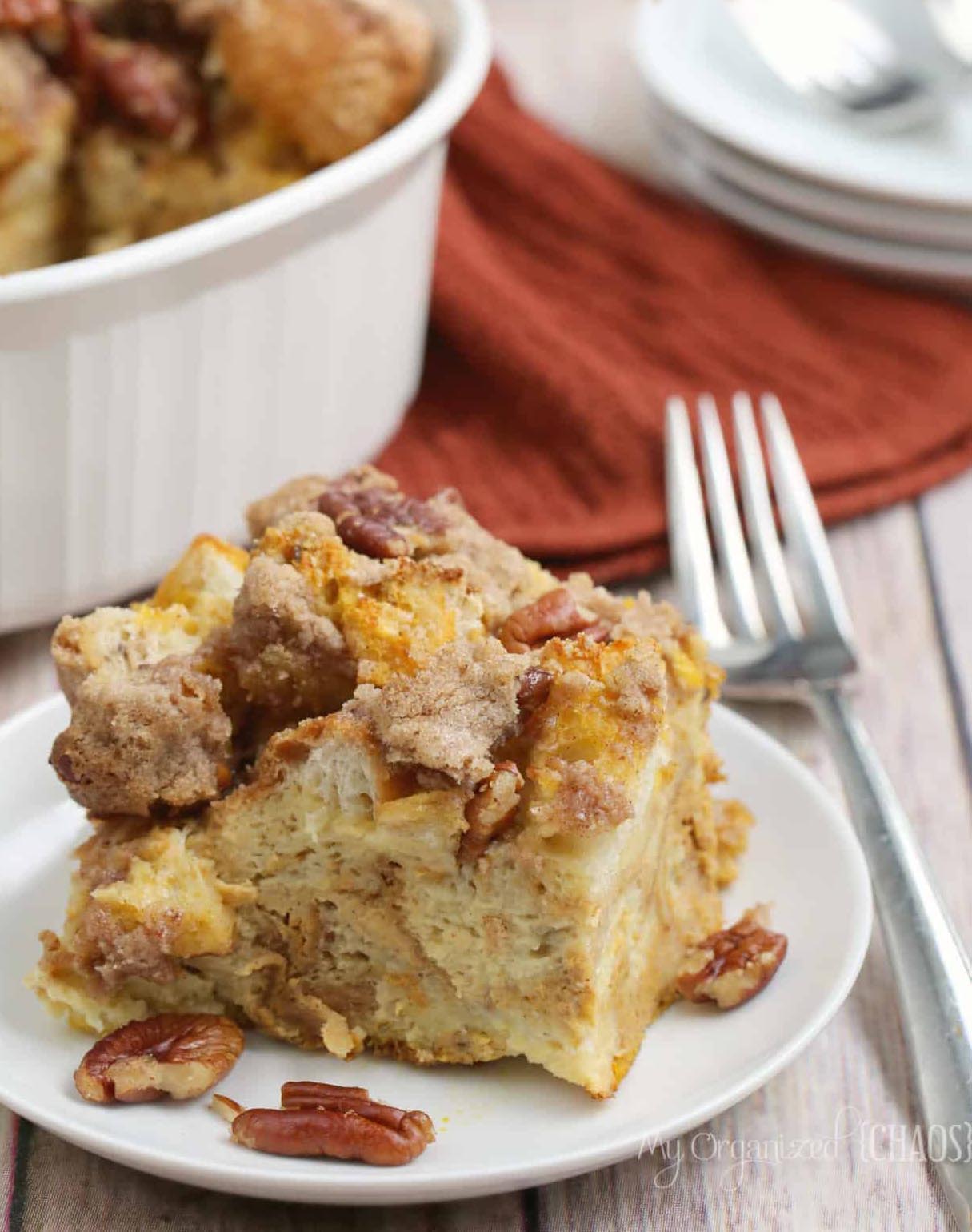 Pecan Pumpkin Pie French Toast Casserole