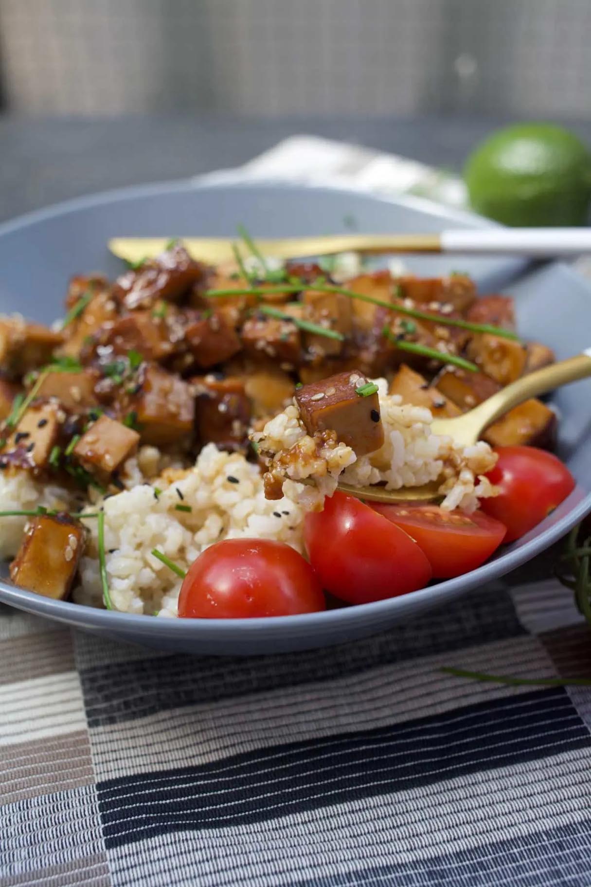 Sticky Asian Garlic Tofu