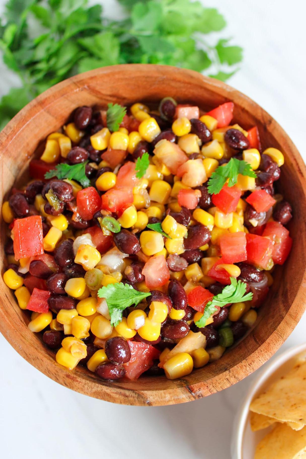 Sweet Corn Salsa Recipe with Black Beans and Cilantro