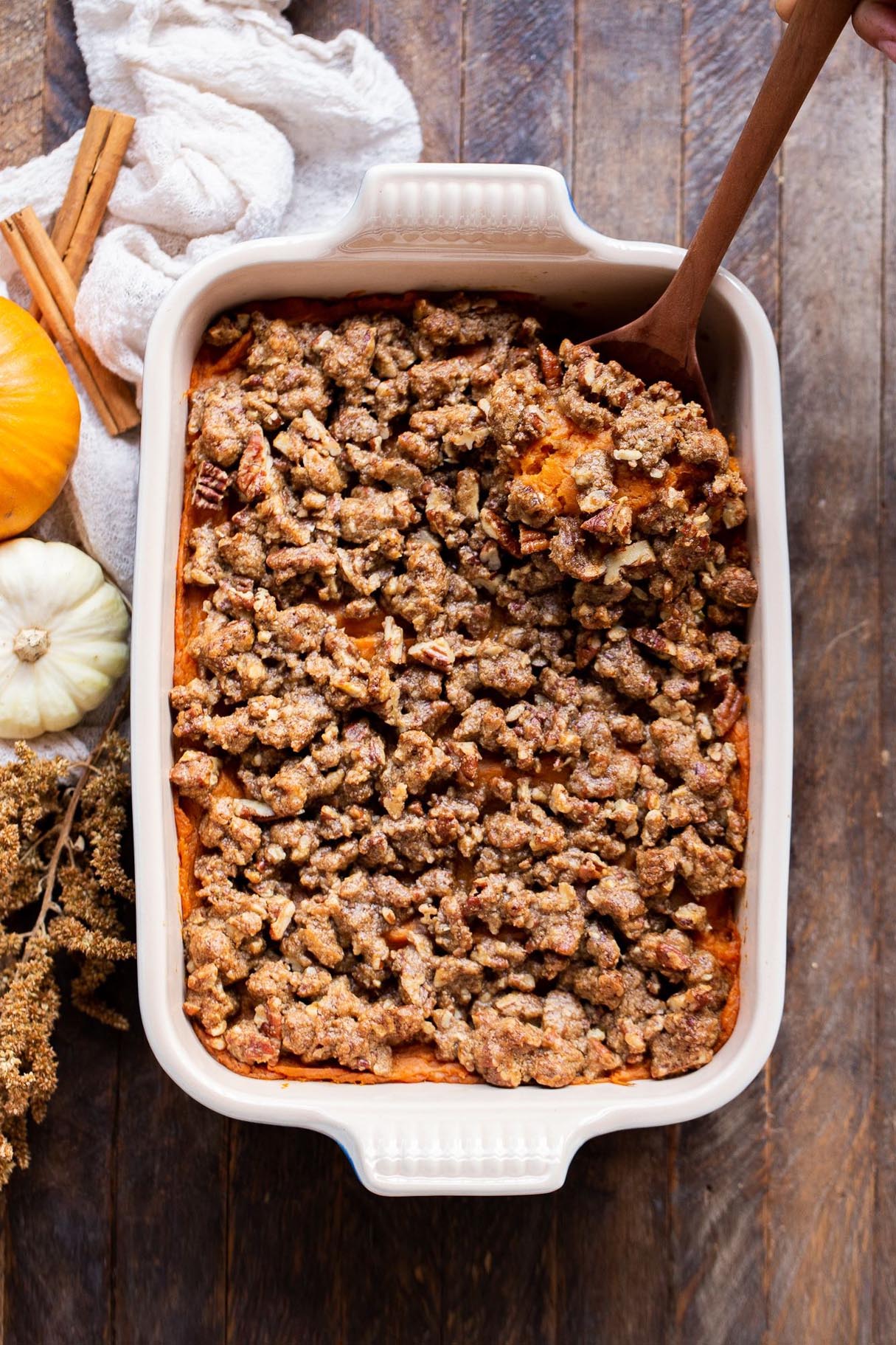 Vegan Sweet Potato Casserole with Pecan Crumble