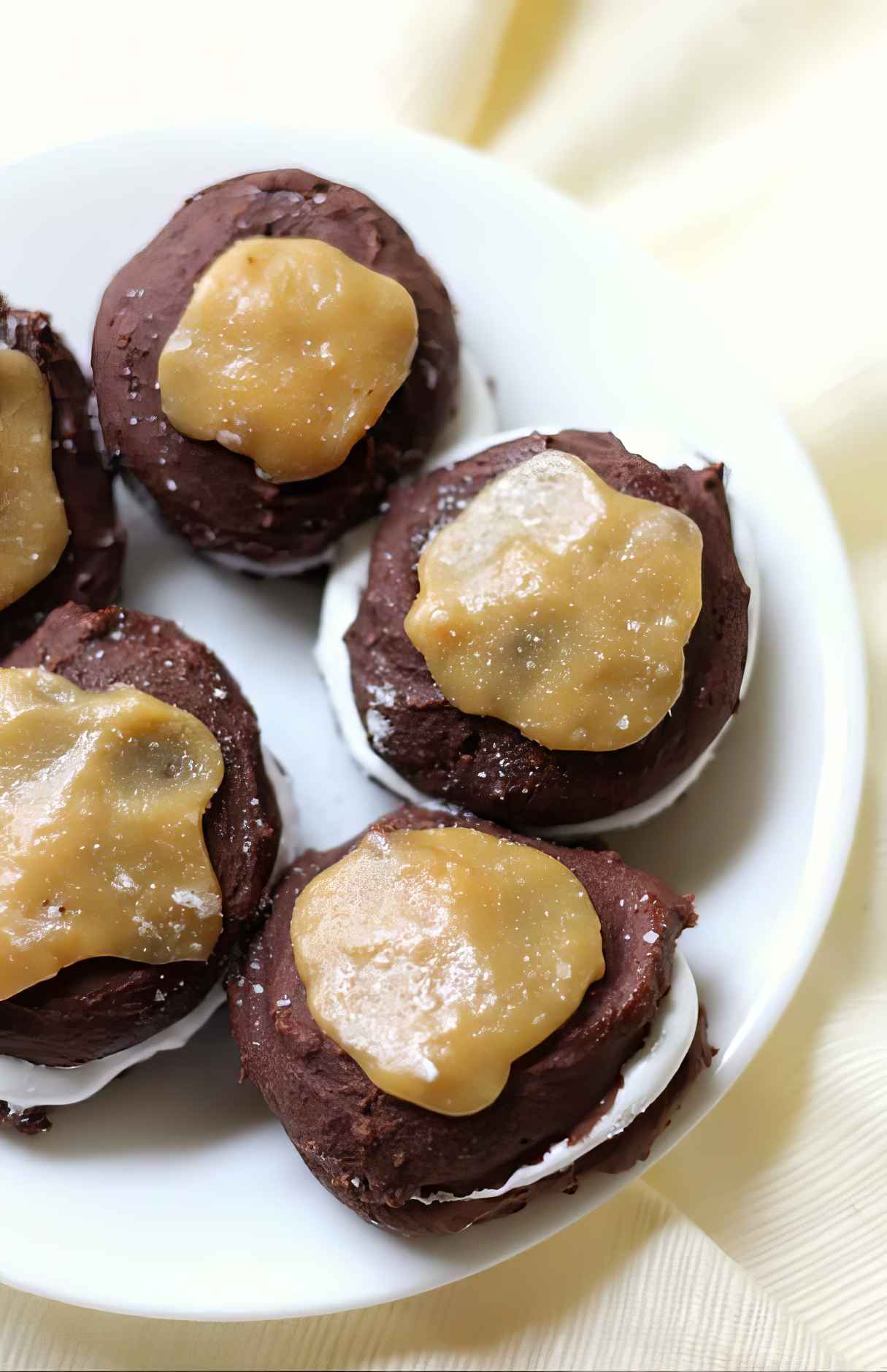 Mini Gluten-Free Salted Caramel Chocolate Whoopie Pies (Vegan, Allergy-Free)